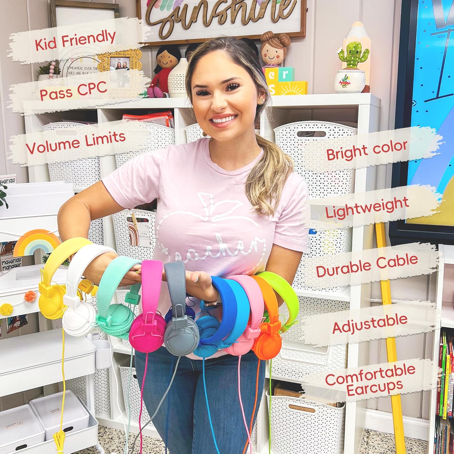 AILIHEN Kids Headphones for School, Classroom Headphones Bulk 10-Pack for K-12th Grade Students, 85dB Volume Limit, Shareable, Foldable, 3.5mm Jack for Library, Online Learning (Multicolor)