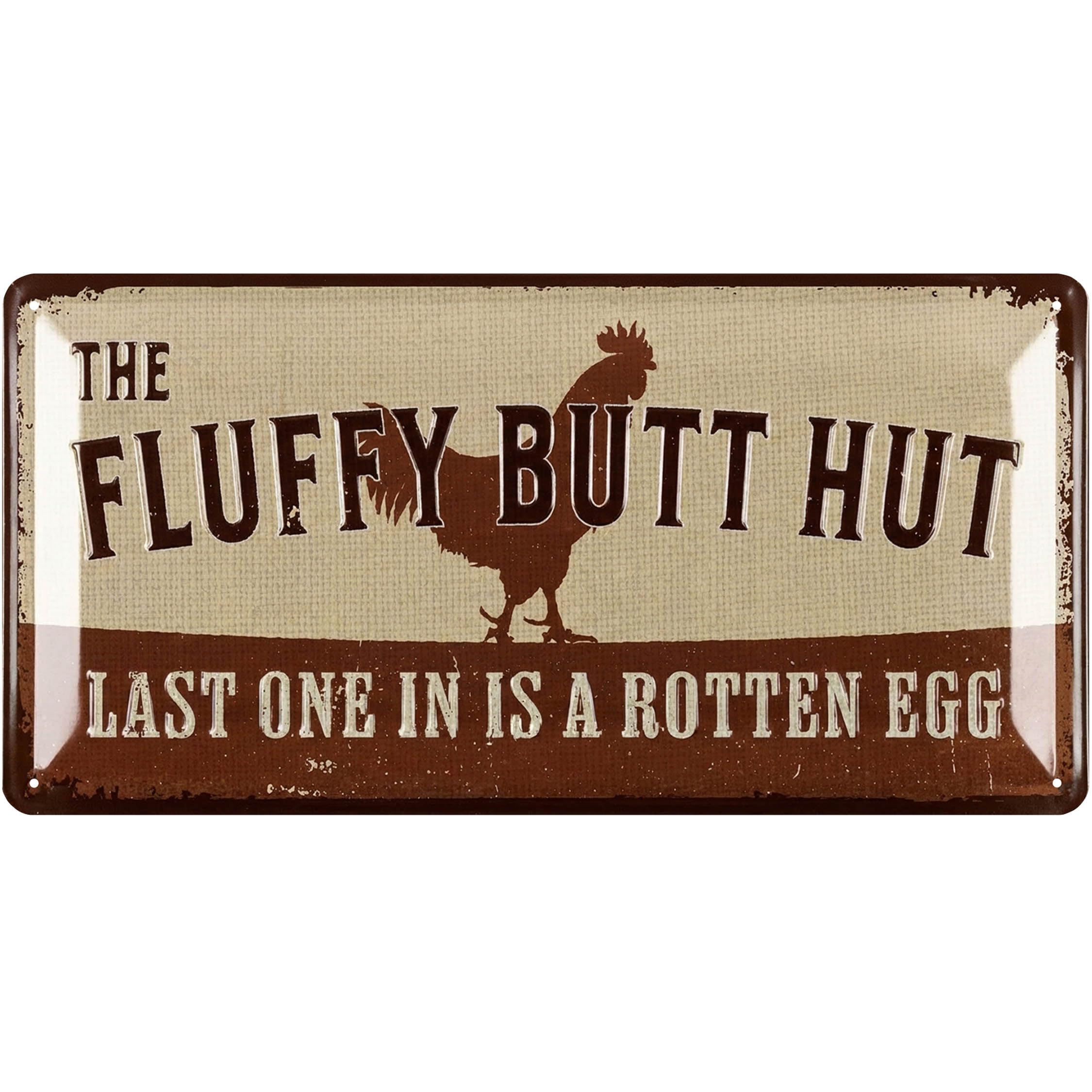 LANOLU FLUFFY BUTT HUT Chicken Sign, Funny Chicken Coop Signs for outside, Chickens Decor for Coop & Outdoor, Chicken Lover Gifts, Metal Chicken Signs, Chicken Coop Decorations 6.3 x 12.6"