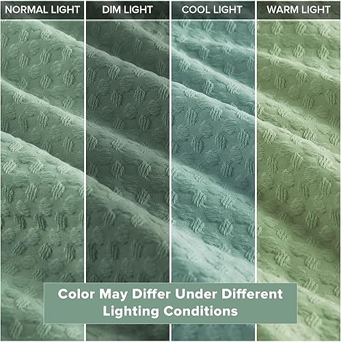 Miniatura 8 de Comfort Spaces Juego de funda de edredón verde salvia, tamaño Queen, 3 piezas, transpirable, tejido de gofre, textura de gofre, funda de edredón y