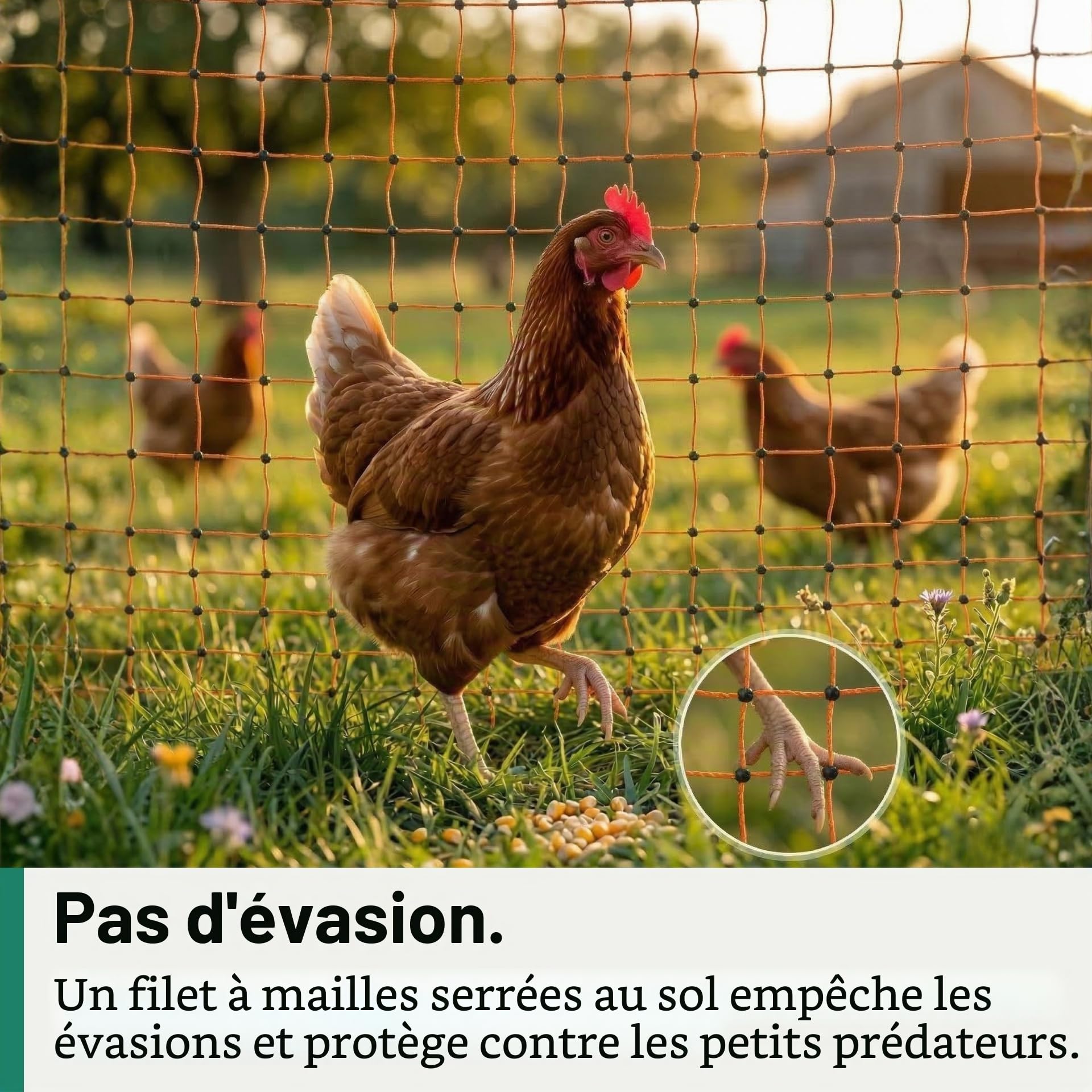 Agrarzone Filet pour volailles électrifiable orange 50m x 106cm - Filet électrifiable avec double pointe - Clôture pour poulets pour l'élevage de volailles en toute sécurité