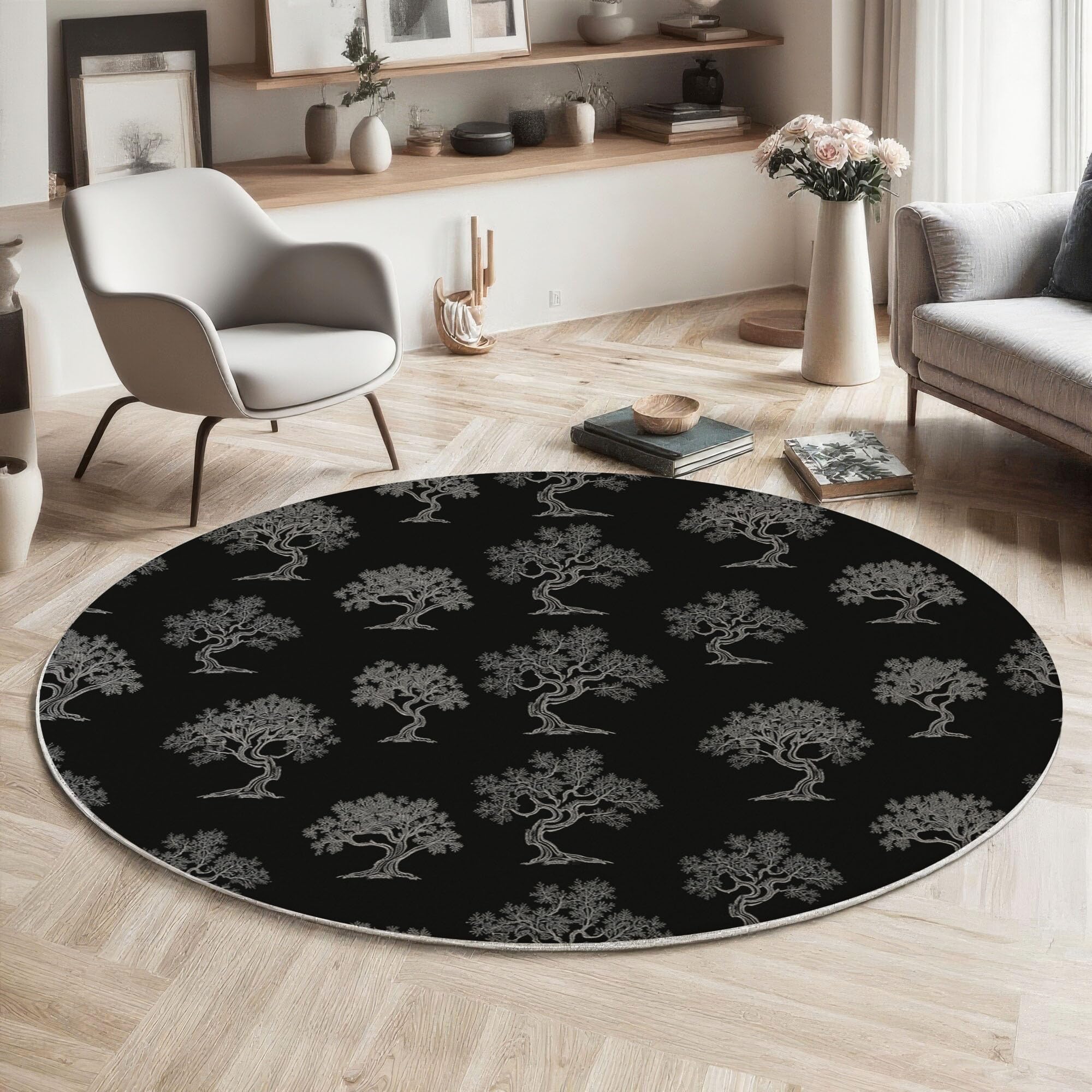Moquette lavable motif arbre rétro pour décorer la chambre d'enfant