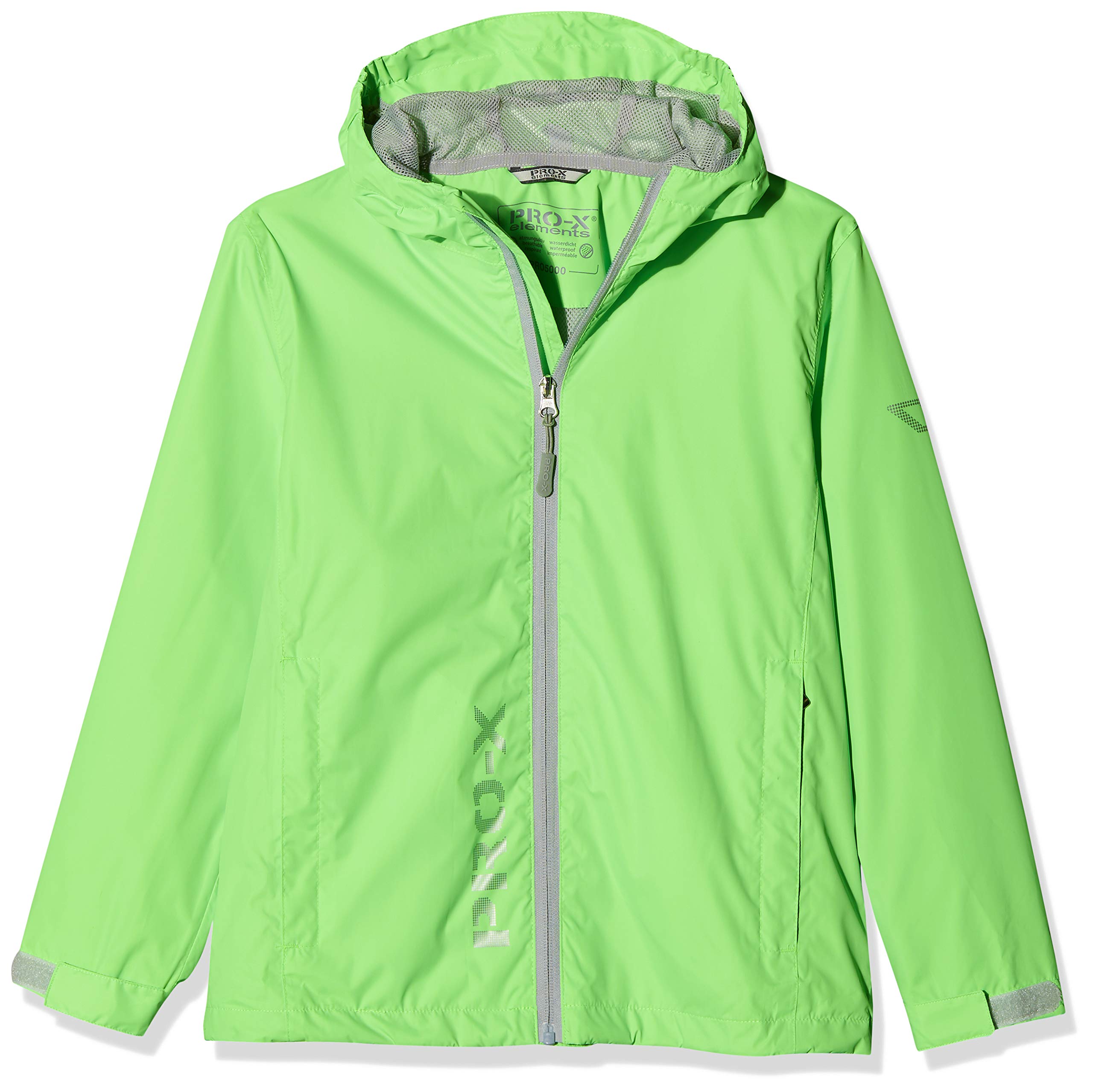 PRO-X elements Kinder Regenjacke FLASHY, Atmungsaktive Windbreaker mit Handytasche, Packsack & Kapuze, Wasserdichte Kinderjacke für Jungen & Mädchen