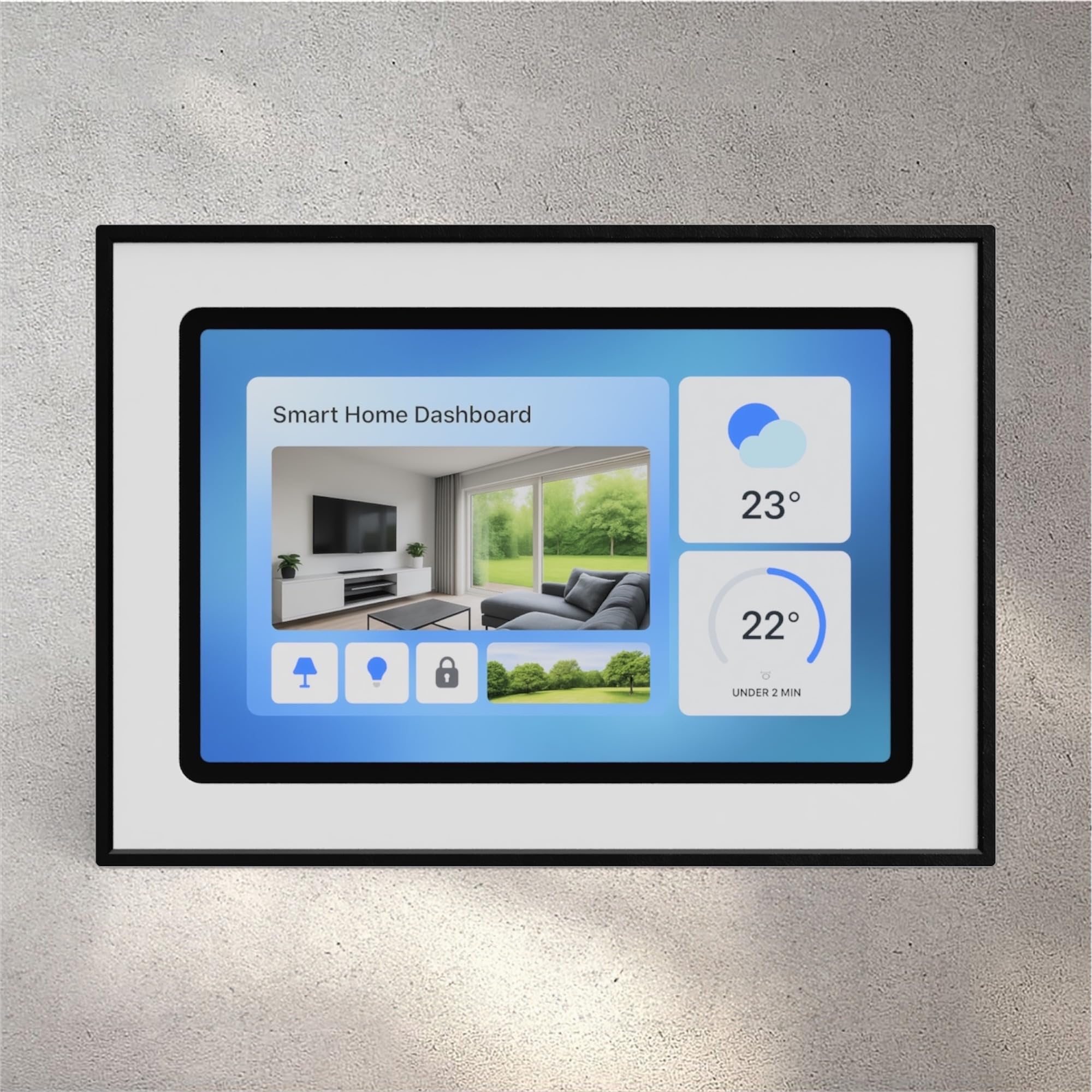 Tablet Wandhalterung für iPad 7./8./9. Generation (10,2 Zoll, 2019-2021) - Passgenaue & Flache Bilderrahmen-Optik für Smart Home Display - Feste Montage mit Kabelführung - Schwarz