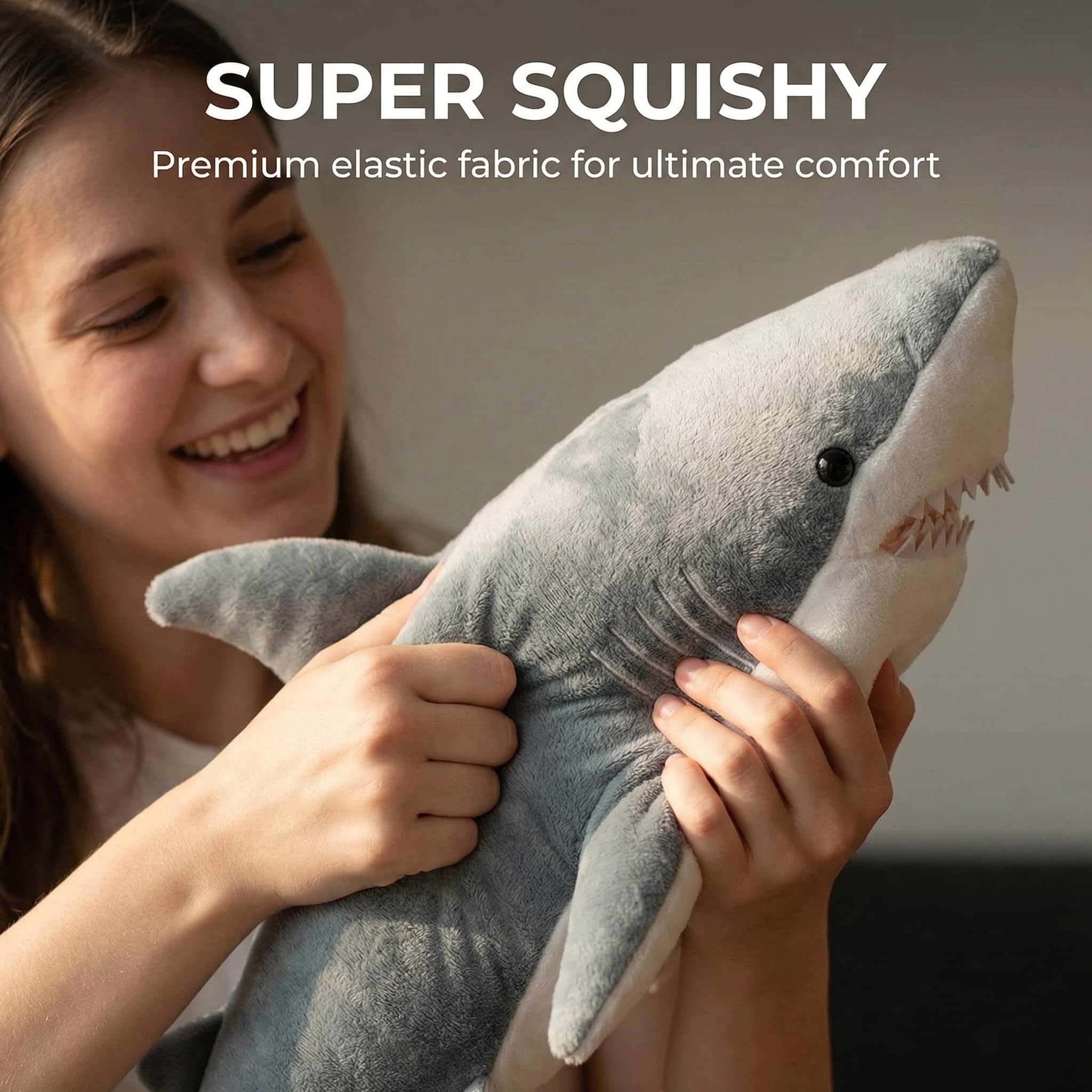 Amazon.co.jp: ZHONGXIN MADEリアルなホオジロザメのぬいぐるみ グレー