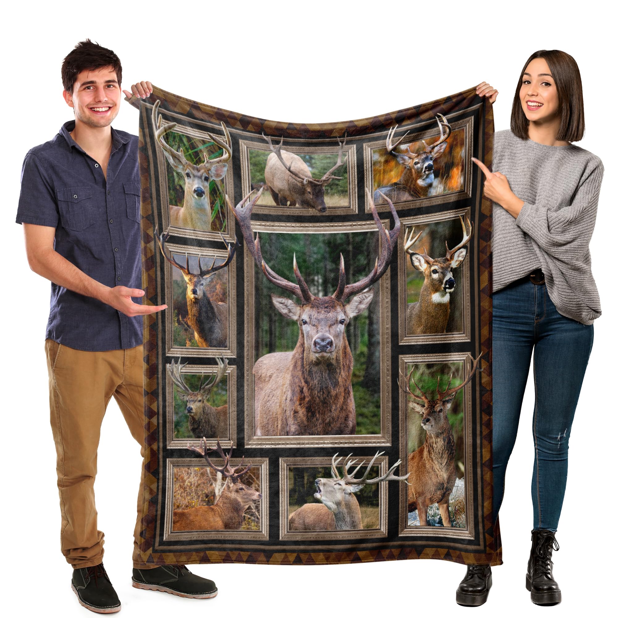 Deer Blanket,Deer Hunting Gifts for Men Boys Dad,Forest Western Blanket Throw,Gifts for Hunters Soft,Fuzzy Cozy 50"x 60"