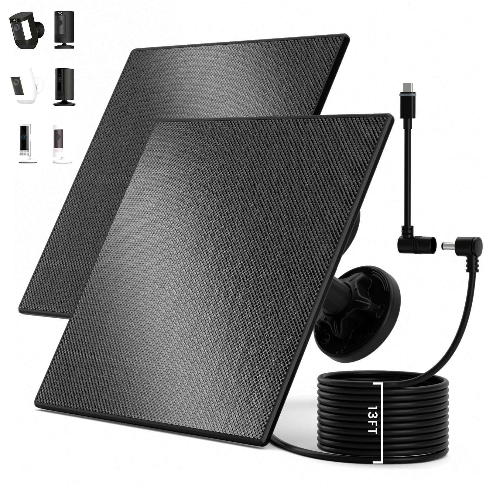 Cargador solar para Ring de 5W compatible con Spotlight Cam Plus Pro y Stick Up Cam USB-C