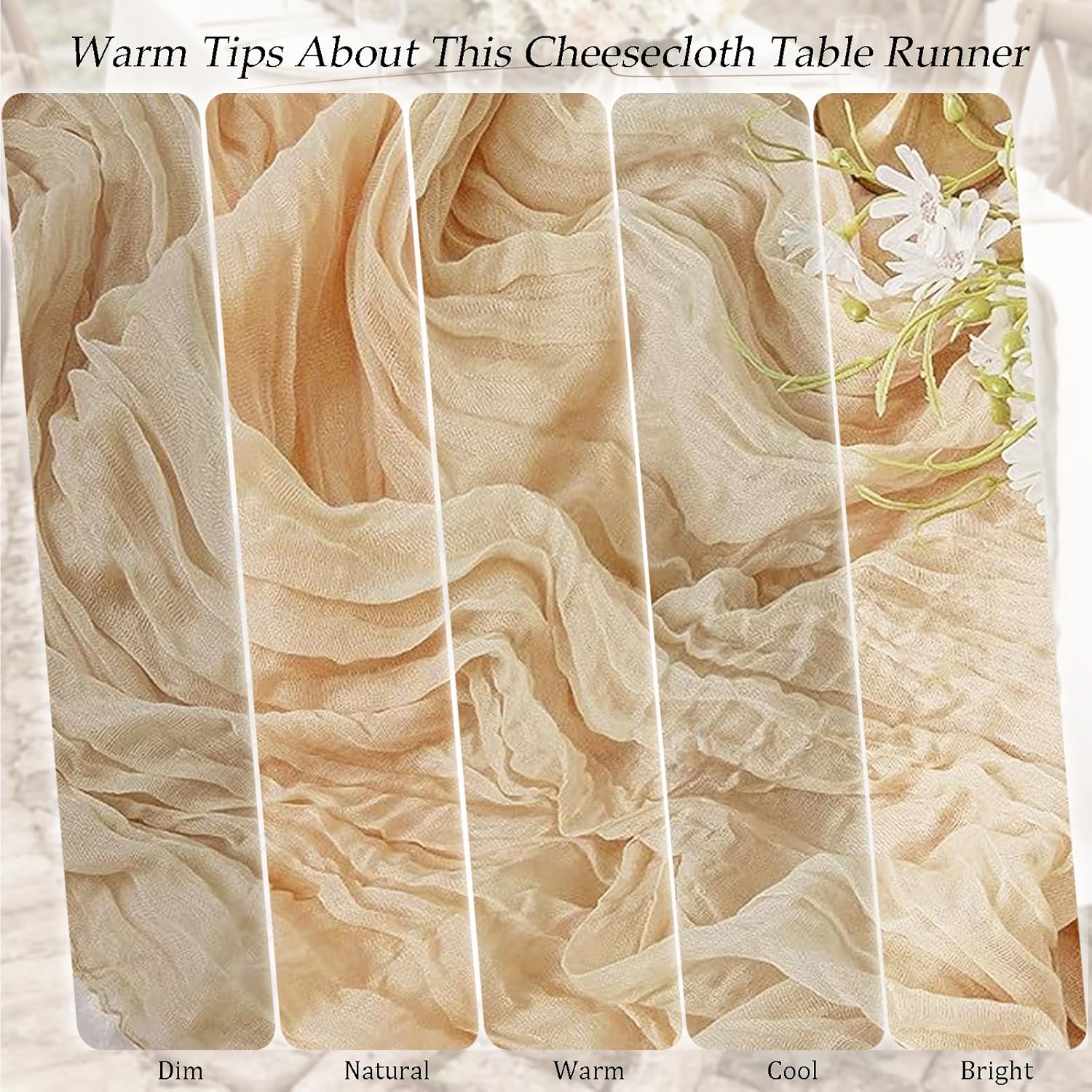 20 Pack Beige Cheesecloth Table Runner 17x108 Inch Semi Sheer Boho Rustic Gauze Cheese Cloth Table Runners for Wedding Party Birthday Baby Shower Home Décor