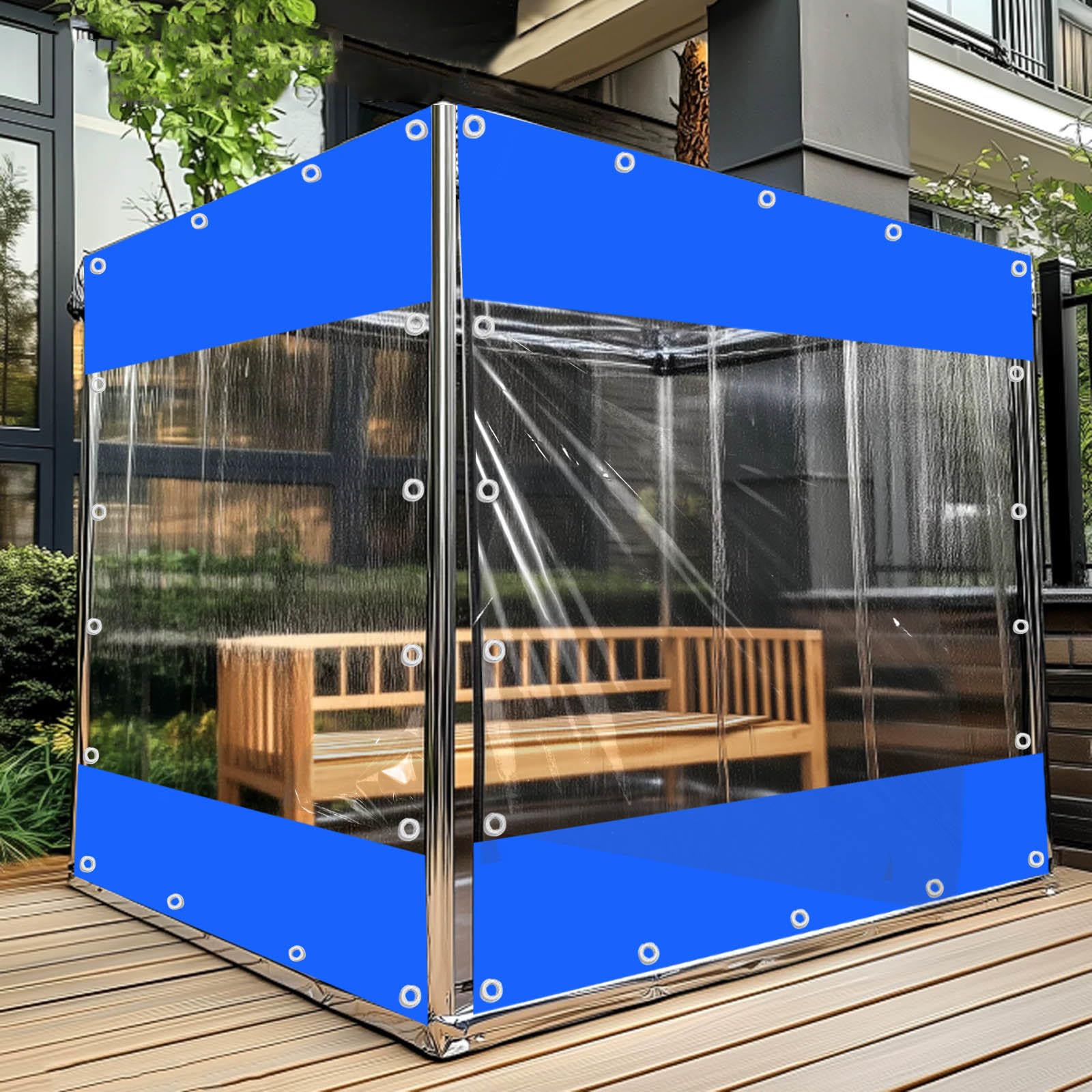 KGUDYS Outdoor Clear Tarpaulin Pvc Curtain,0.5mm Heavy Duty Waterproof Clear Vinyl Tarp with Eyelets,Weather Resistant Transparent Side Panels for Pergola,Garden,Camping,WxH-2.5x3m/8.2x9.8ft