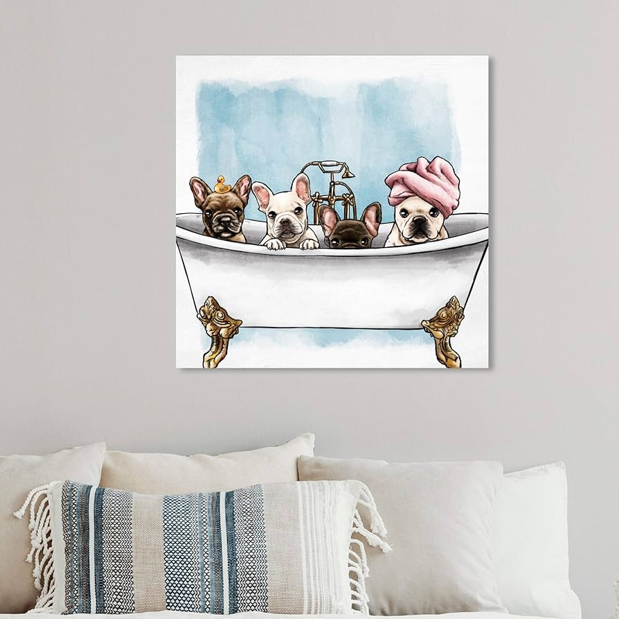 新品 オリバーガル Frenchies In The Tub Amazon.com: Oliver Gal 'Frenchies In The Tub' The Dogs and