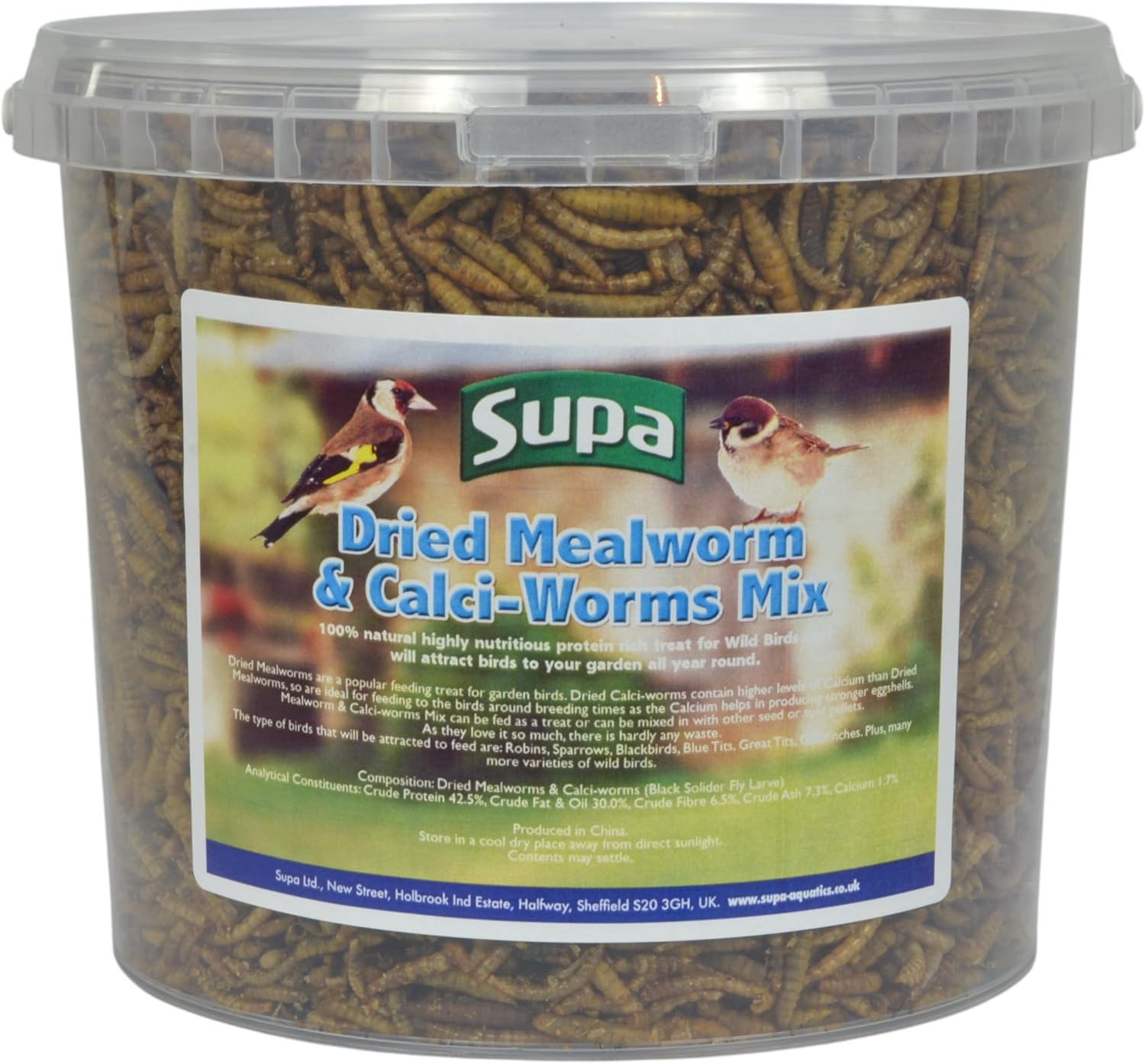 Supa Dried Mealworm & Calciworm Mix 3 Litre Bucket, High Energy