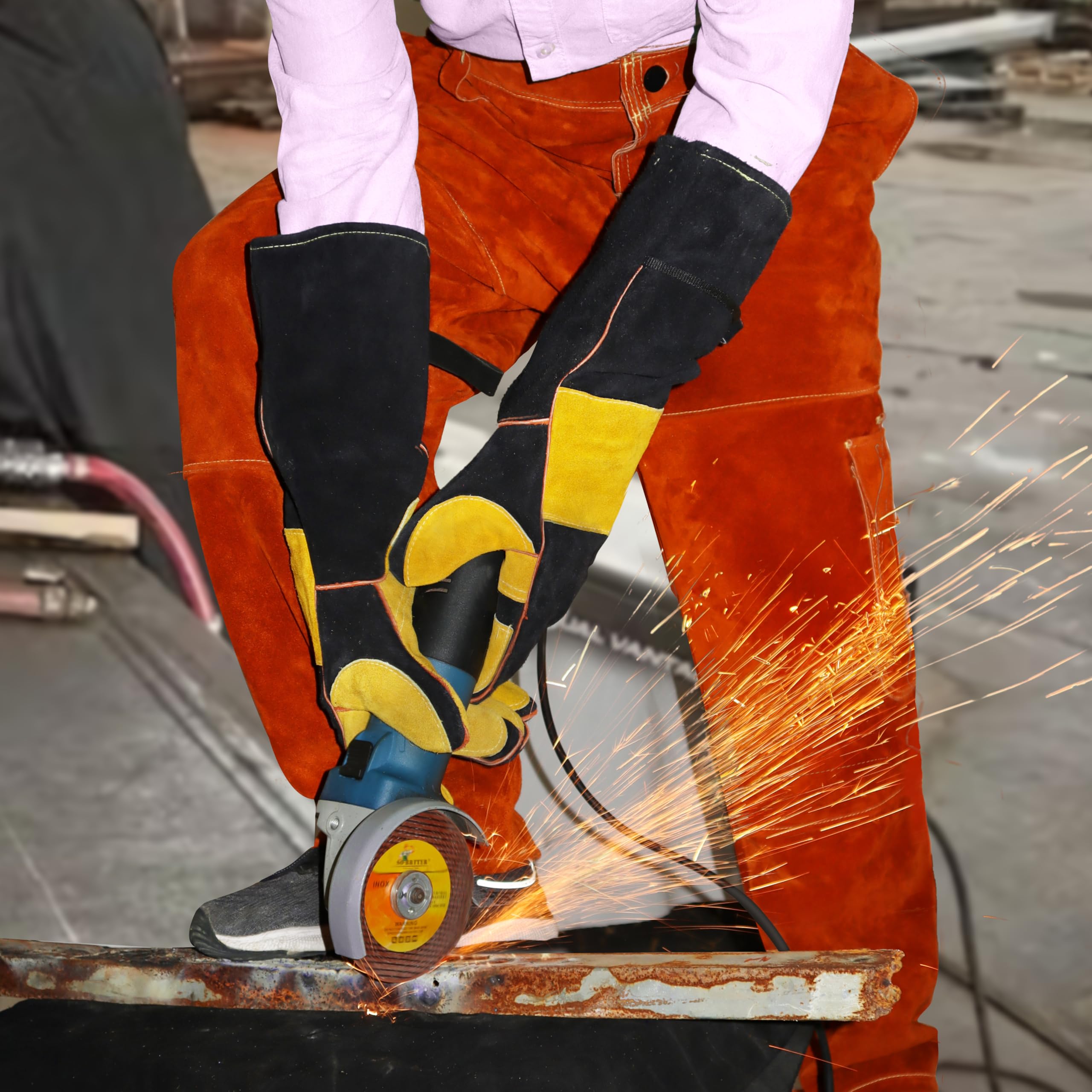 Pantalones Protectores de Cuero para Soldadura, Resistentes al Calor y a Las Llamas, protección Resistente para tareas industriales