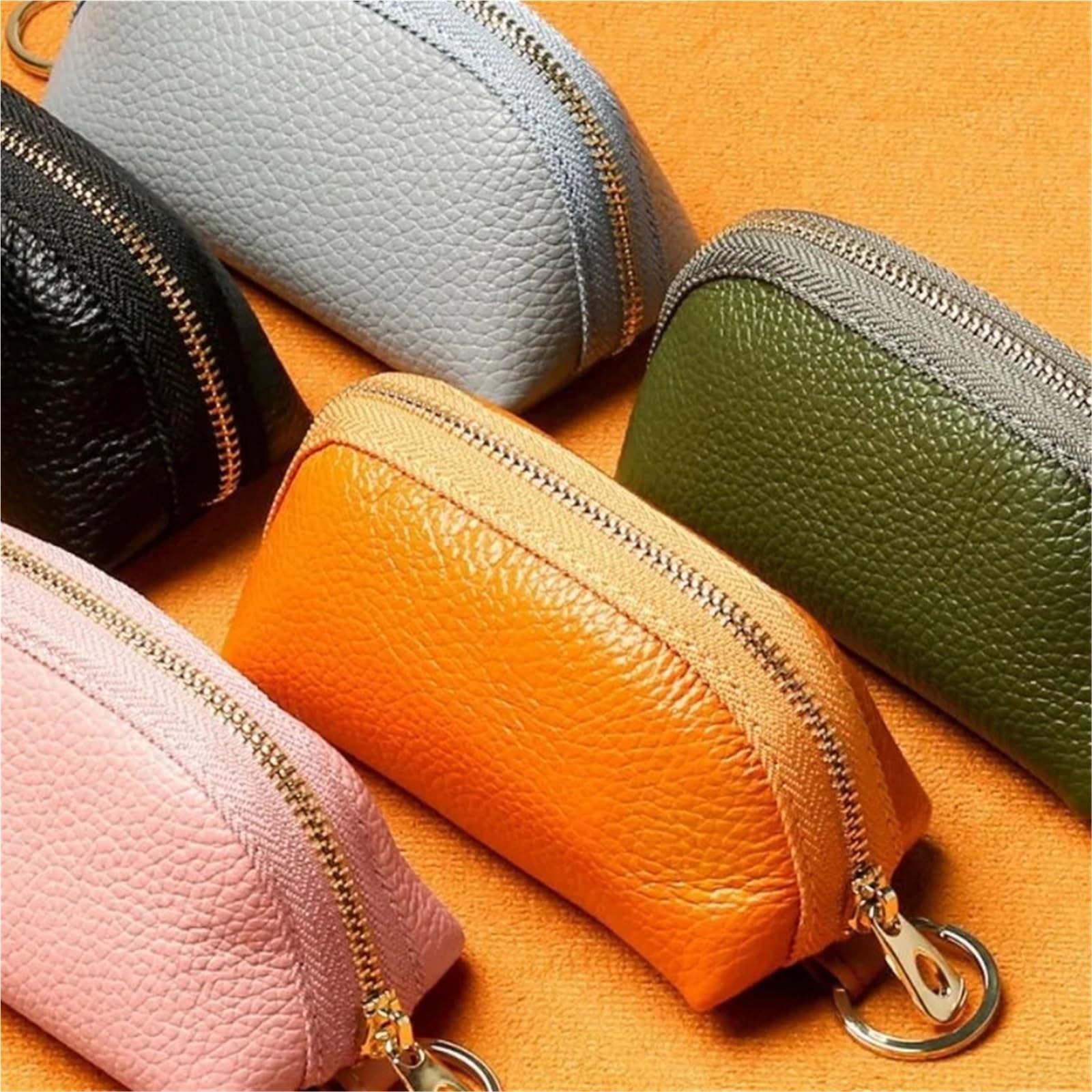 Schlüsseletuis, Unisex, große Kapazität, Reißverschluss, Schlüsseltasche, Leder, Schlüsseletui, Münzbörse, tragbarer Schlüsselanhänger, Münzgeldbörse, Geldbörse (schwarz)