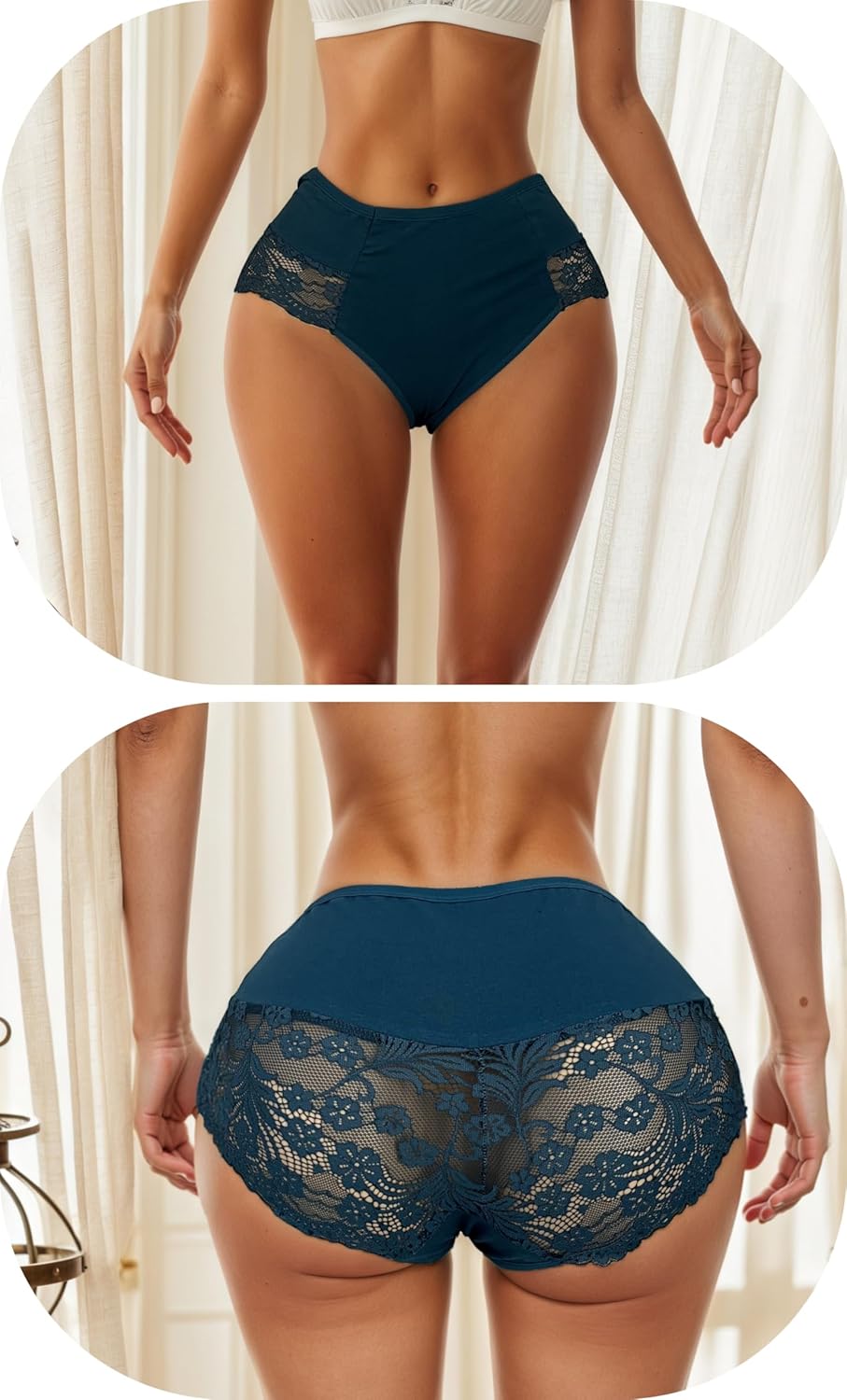 Lace Hipster Panties for Women Sexy Midi Rise Underwear Ladies Plus size Cheeky Panty - Image 4