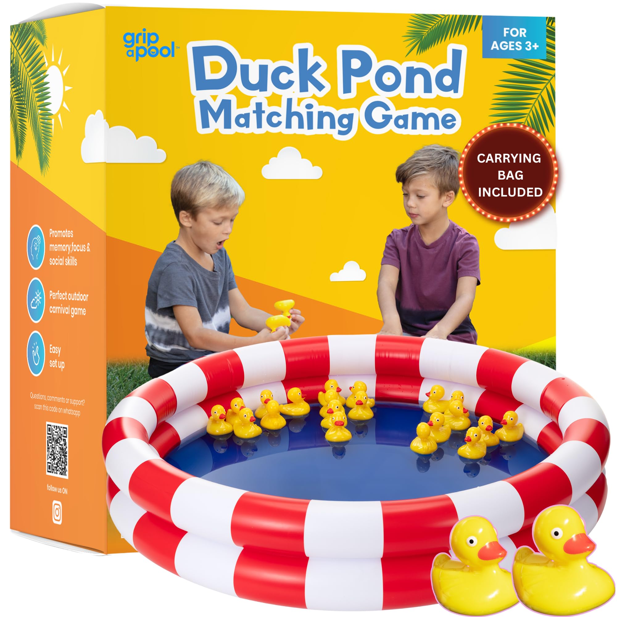 Duck Pond Matching Carnival Game, Outdoor Games for Kids Birthday Party Fun Activities for Kids 4-8, 3-5 - Outdoor Water Toys and Games for Backyard, Beach - Memory Game, Easter Gift Summer Toy-image-10