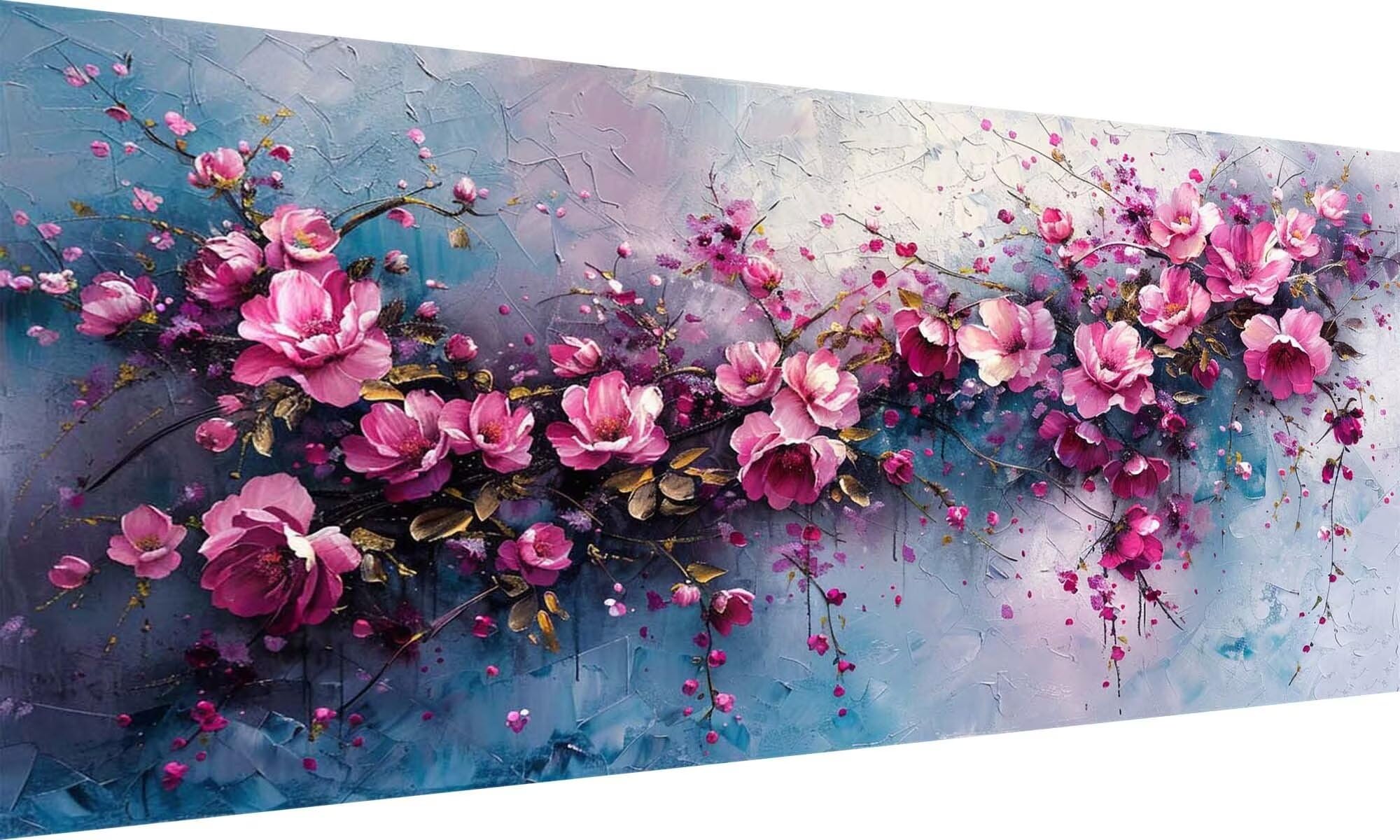 Anlage Malen Nach Zahlen Erwachsene Groß 60x120cm, Malen Nach Zahlen Blume Paint by Numbers, DIY Bastelset Erwachsene, mit 3-Pinseln und Acrylfarbe, für Zimmer Deko, Frauen Geschenk (Rahmenlos) Ly-216