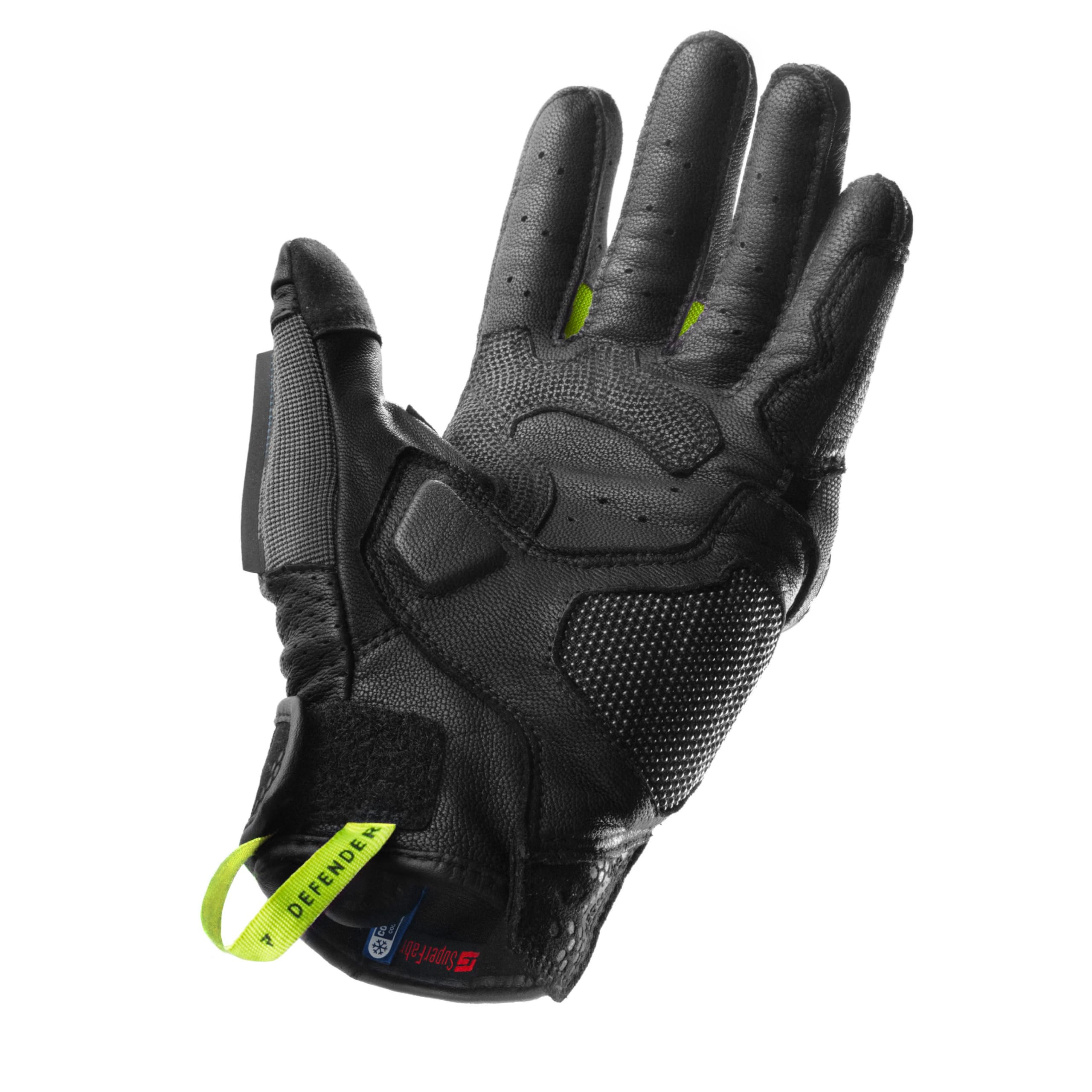 REBELHORN Defender Motorradhandschuhe Herren | Leder | Knöchelprotektoren | Große Belüftungspaneele | Cooler-Tec-Futter | Touchscreen-Unterstützung | Schutzstufe 1 KP | Größen bis 3XL