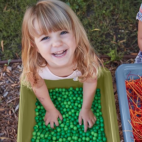 Miniatura 9 de ECR4Kids Mesa de juego ajustable de 2 estaciones de arena y agua, contenedores sensoriales, verde helechoazul polvo