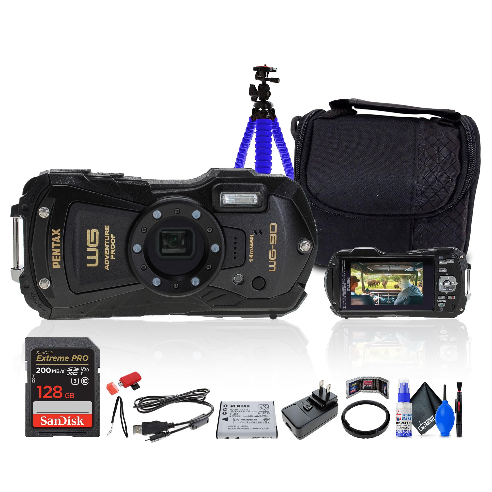 【新品】PENTAX WG-90 デジタルカメラ　RICOH Buy Ricoh Pentax WG-90 Digital Camera (02136) Bundle Including