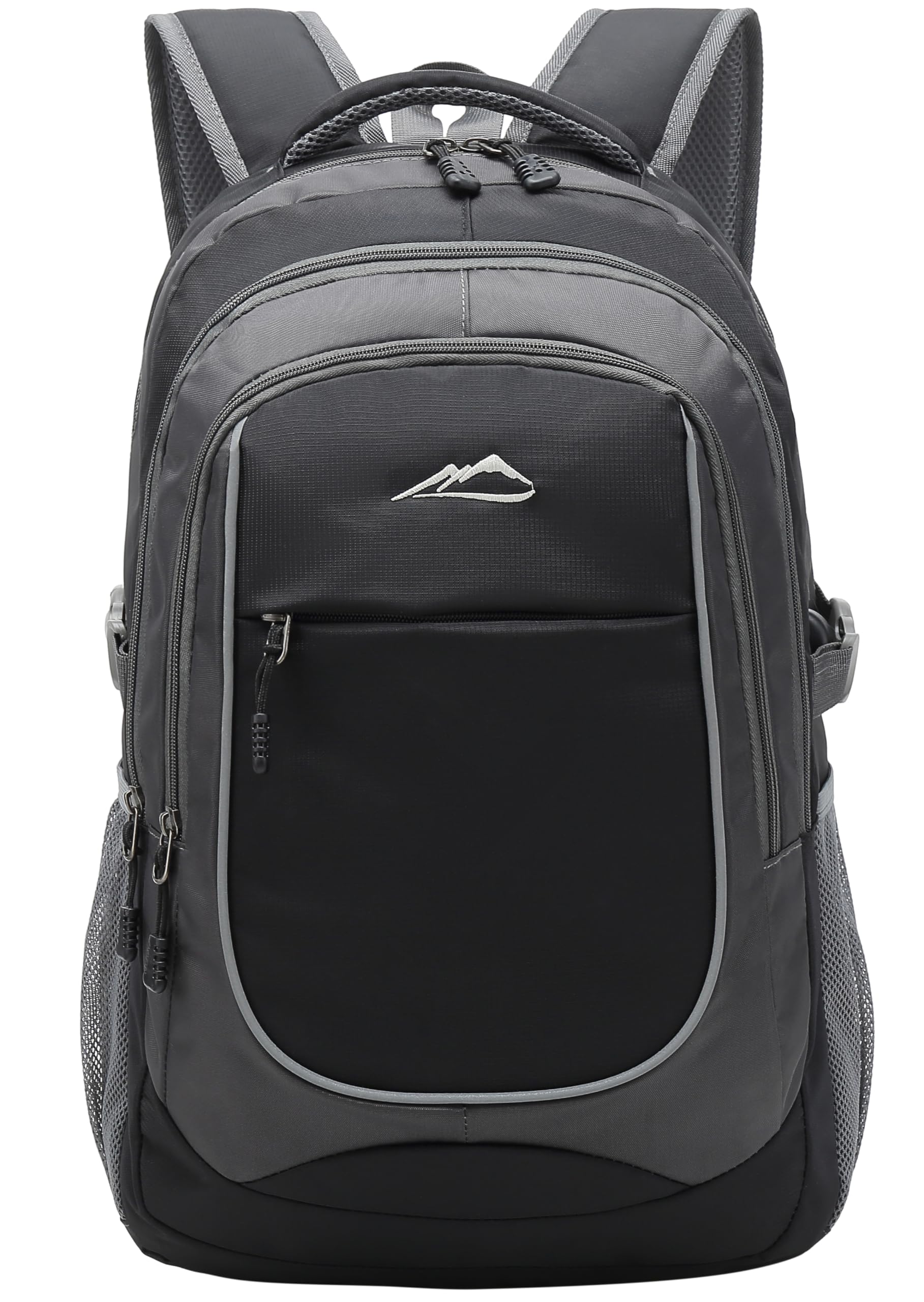 ProEtrade Backpack for School College Student Sturdy Bookbag Travel Business with USB Charging Port Laptop compartment Chest Straps Anti Theft Night Light Reflective (Black)
