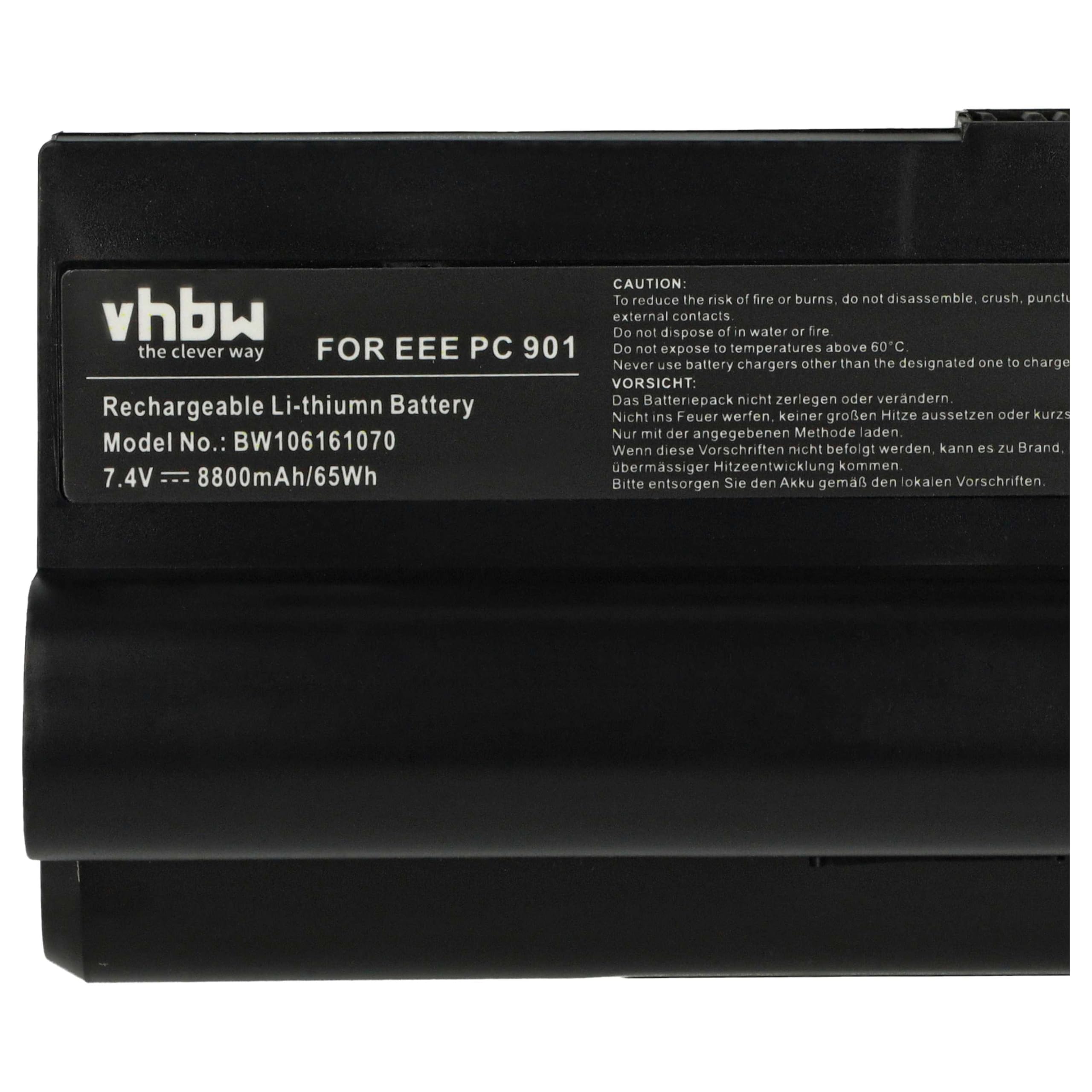 Akumulator litowo-jonowy 8800 mAh (7,4 V) czarny kompatybilny z ASUS Eee PC 700, 701, 900, 2G, 4G, 8G, 12G, 20G.