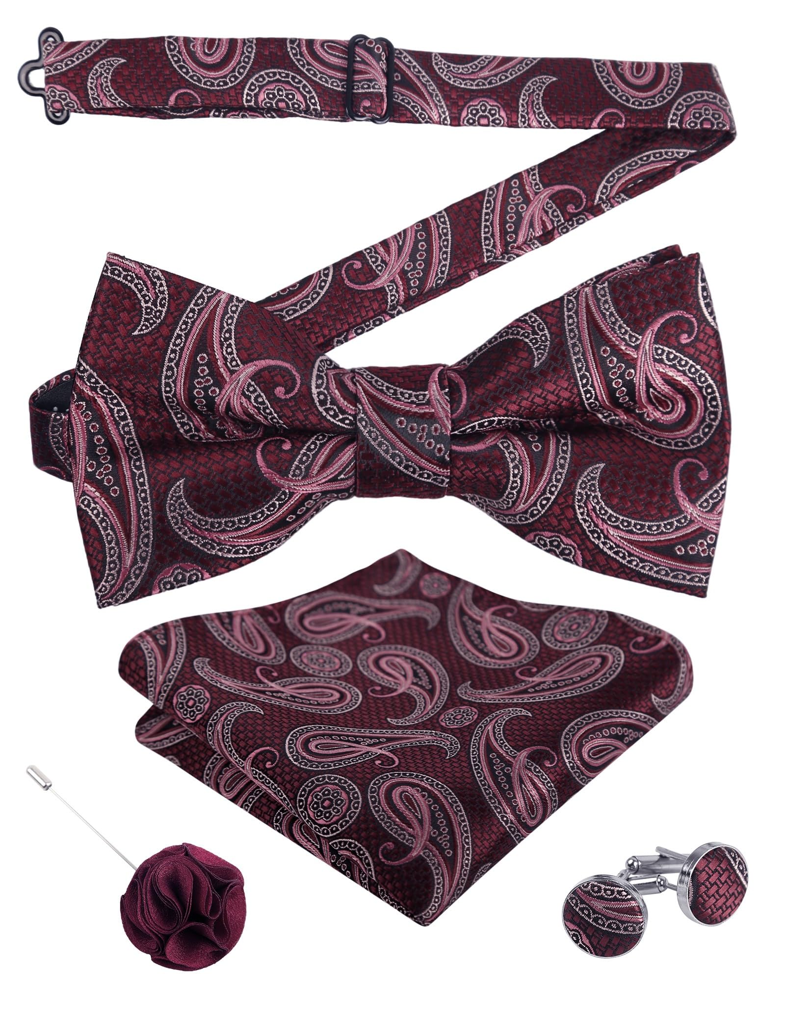Alizeal Mens 4pcs Vintage Paisley Bow Tie Set
