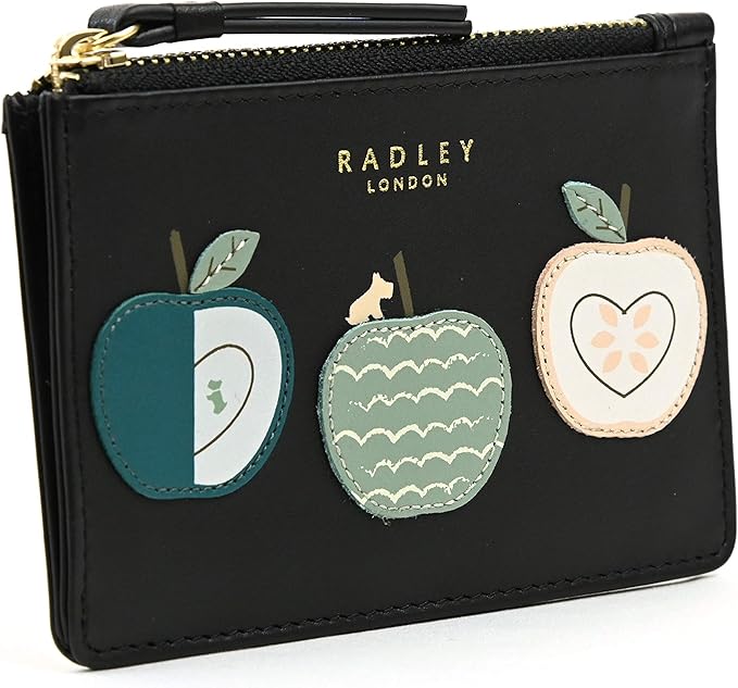 Radley An Apple A Day Small Leather Zip Coin and Card Holder Purse in Black Amazon.co.uk Fashion