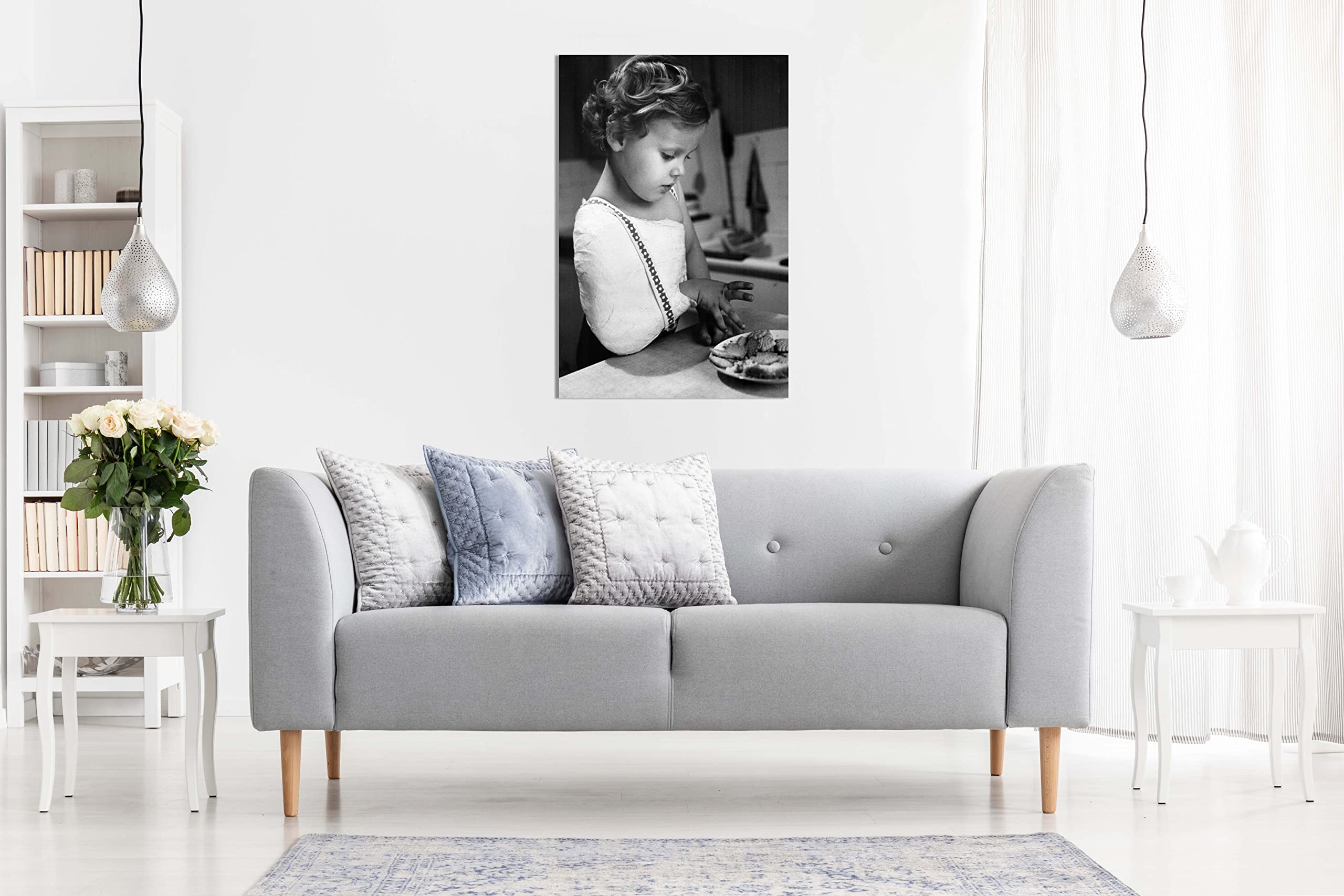 Panther Print Stampe artistiche su tela con cornice per bambini, in bianco e nero, per pareti domestiche, camera da letto, soggiorno e bagno, 46 x 31 cm