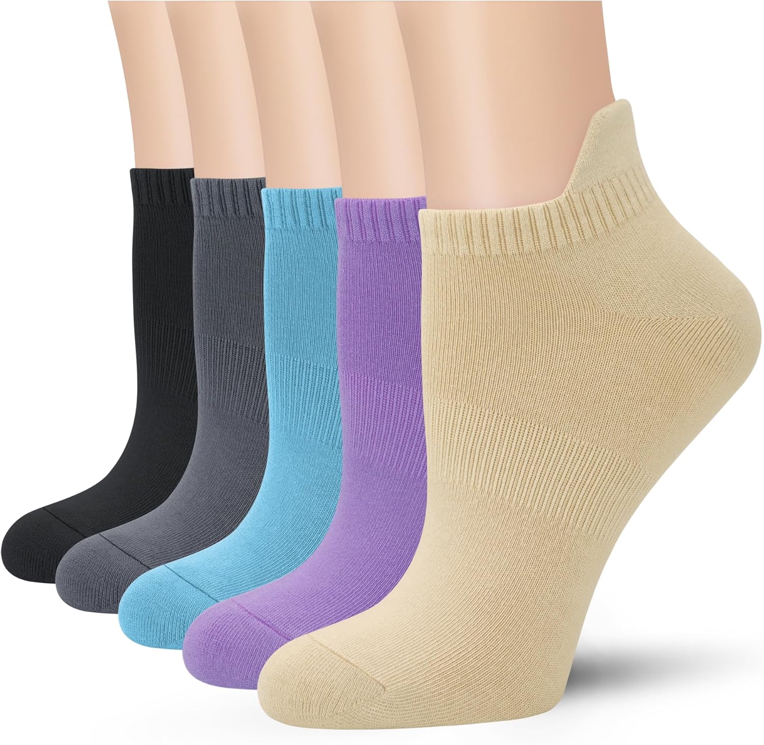 SERISIMPLE Viscose Bamboo No Show Sock Women Ankle Thin Low Cut Socks Arch Support Breathable Athletic Sock 5 Pairs