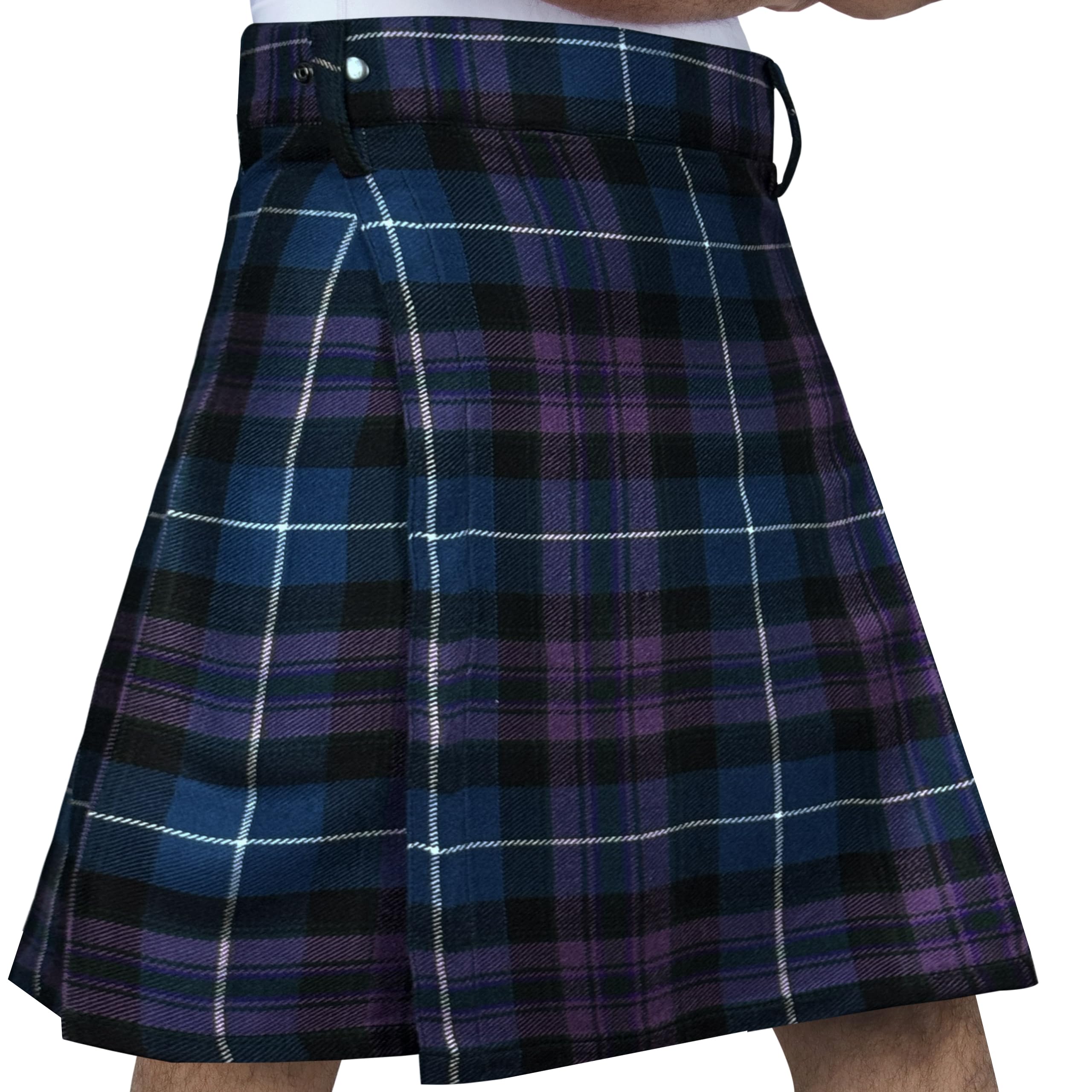 DSS KILTS- Adjustable Tartan Kilt for Men Lightweight Quick Wear Velcro Wrap Knife Pleats Belt Loops Casual Scottish Kilt, Pride of Scotland Tartan, 40-42