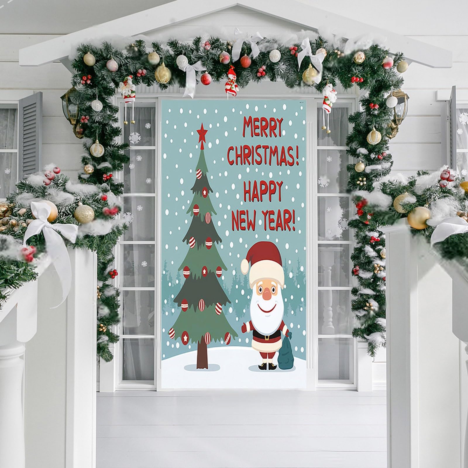 Weihnachtstürvorhang Mit Goldenen Sternen – 21,6 X 10,6 M | Festliche Dekoration Für Haustür & Fenster