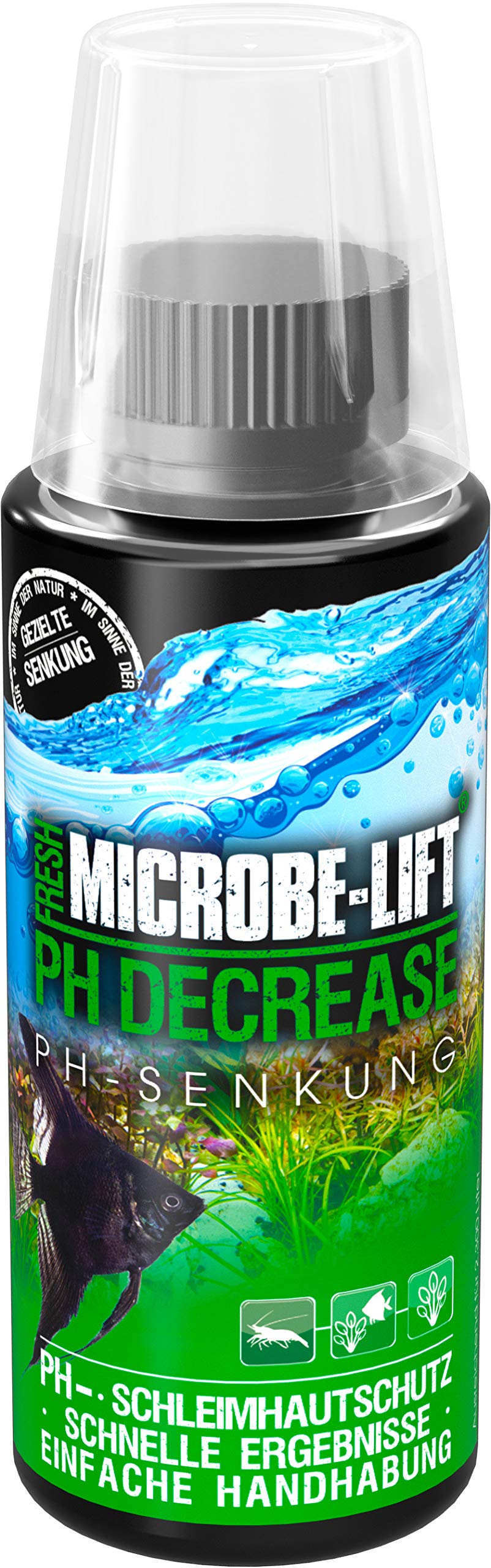 MICROBE-LIFT Disminución del pH - 118 ml - Reducción rápida y Segura del pH para acuarios de Agua Dulce, Incluyendo electrolitos para favorecer el Equilibrio del Agua.