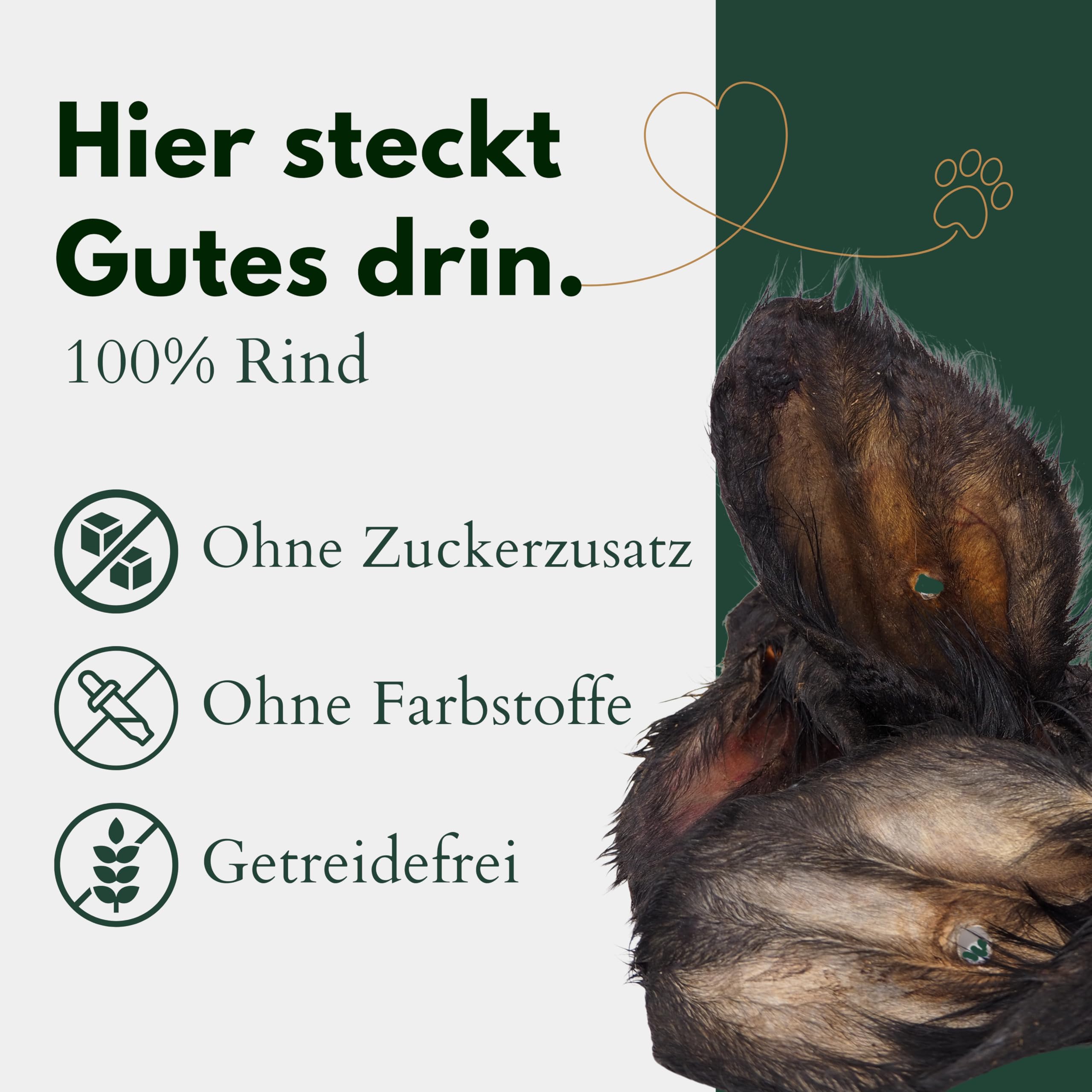 Orejas de vacuno secas con pelo para perros, 25 unidades, artículos masticables naturales, para grandes y pequeños