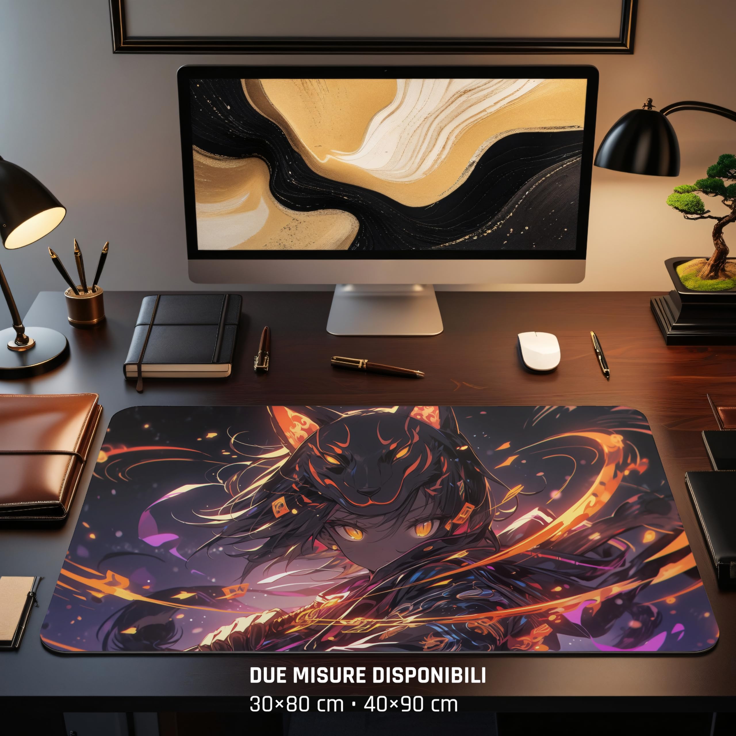 TRYNOVAS Tappetino Mouse XL 80×30 cm (3mm) – Anime Demon Girl, Arte Oscura – Mousepad Gaming Antiscivolo, Bordi Cuciti, Desk Mat Grande per PC Gamer