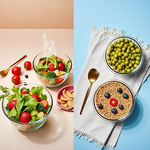 Miniatura 7 de Recipientes pequeños redondos de vidrio para almacenamiento de alimentos con tapas, cuencos redondos de 1.5 tazas con tapas, sin BPA, herméticos