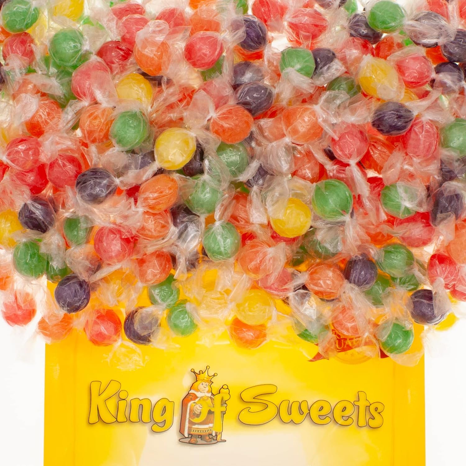 Primrose Sour Fruit Balls 1 Pound Assorted Fruit Flavors in a Resealable Bulk King of Sweets Bag