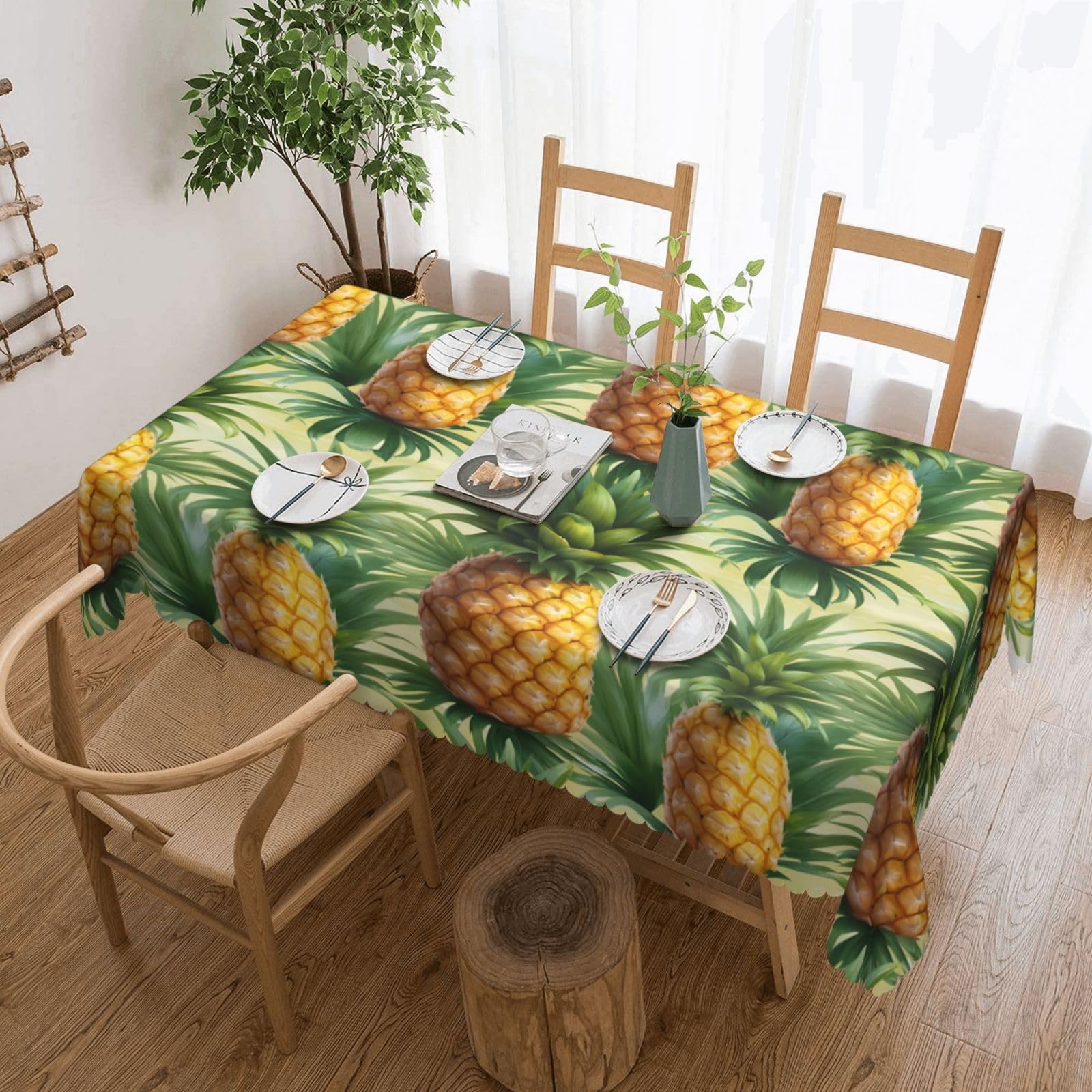Nappe de table anti-gaspillage ananas tropical 137x182 cm réutilisable pour extérieur