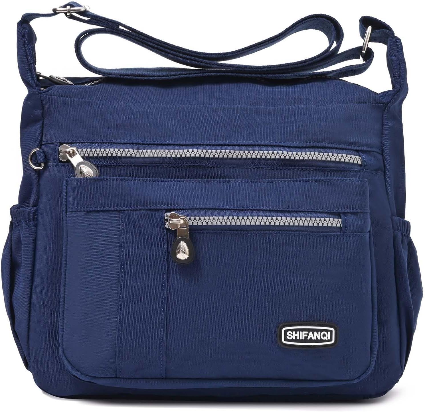 Crossbody Bag for Women, Multi Pockets Waterproof Nylon Shoulder Handbag, Lightweight Crossbody Purse for Ladies