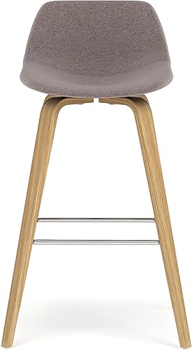 Miniatura 4 de SIMPLIHOME Randolph - Taburete moderno de mediados de siglo de madera curvada de 26 pulgadas (juego de 2) con madera clara en lino de poliéster
