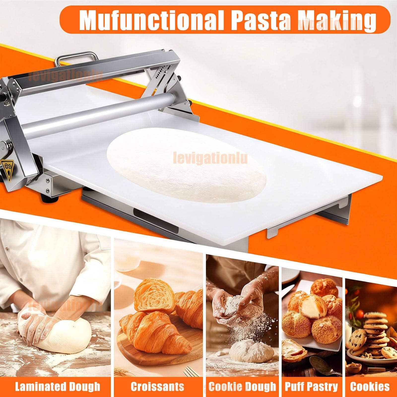 Sfogliatrice Manuale per Pasta, Rullo per Pasta in Acciaio Inox Con Spessore Regolabile Da 0 a 25 Mm, Sfogliatrice Pasticceria per Croissant, Pizza, Pasta, Per Uso Domestico E Commerciale 300