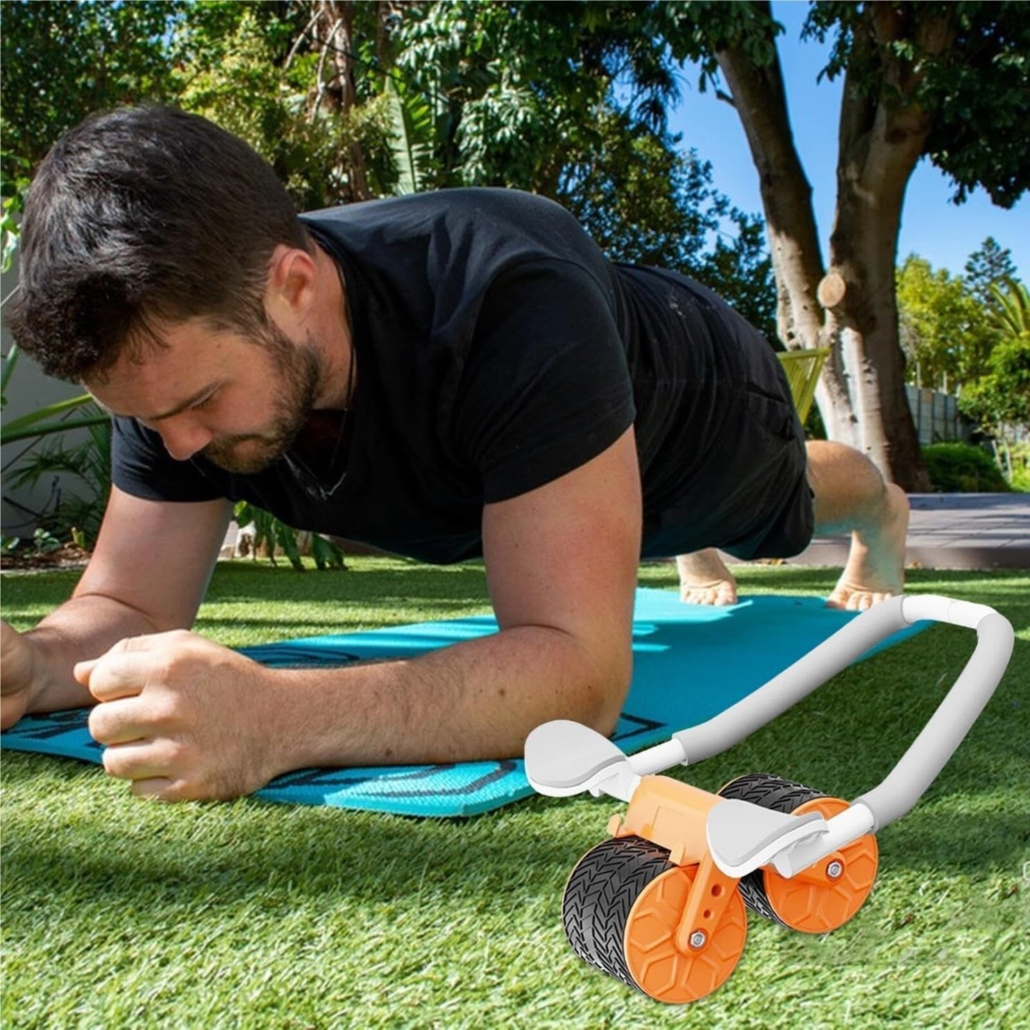 rodillo abdominal, Rueda abdominal antideslizante con rodillo for un mejor entrenamiento del core y rebote automático en el codo