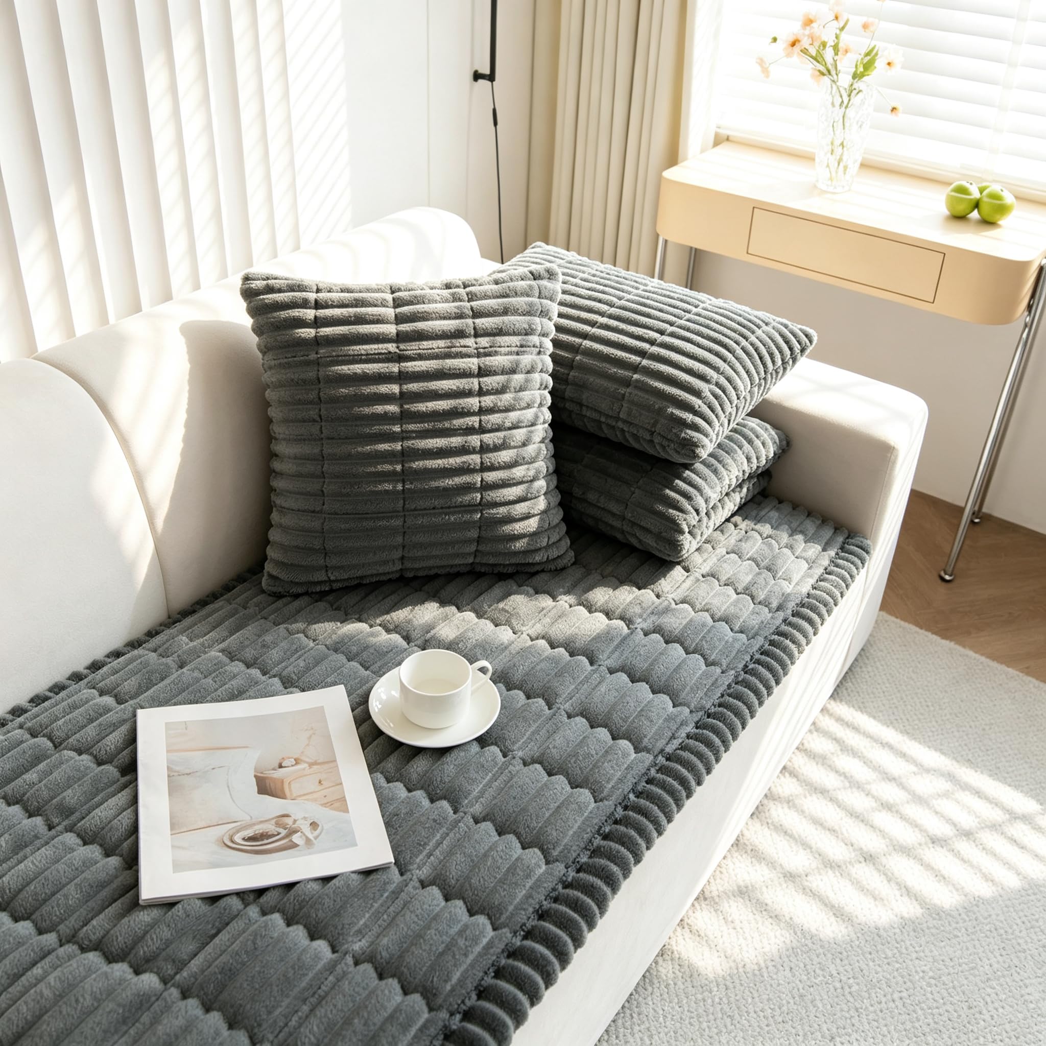 ShowyLive Sofa Cushion Cover, Soft Pillowcase Covers (Dark Grey, 45x45cm) — image 1