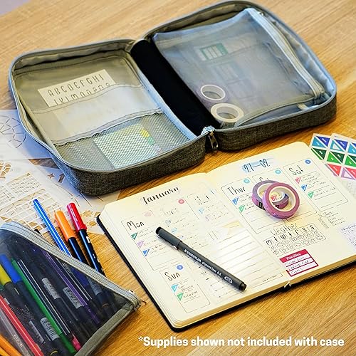 Miniatura 7 de Sunny Streak Estuche organizador de suministros de diario, almacenamiento grande diseñado a medida para planificador de diario de viñetas y