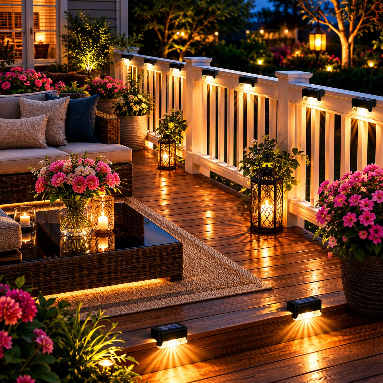 Solar Deck Lights Outdoor Waterproof, Warm White LED Solar Fence Lights, IP65 Garden Stair Step Wall Patio Landscape Lights for Yard, Driveway & Deck Pack of, 4-image-23