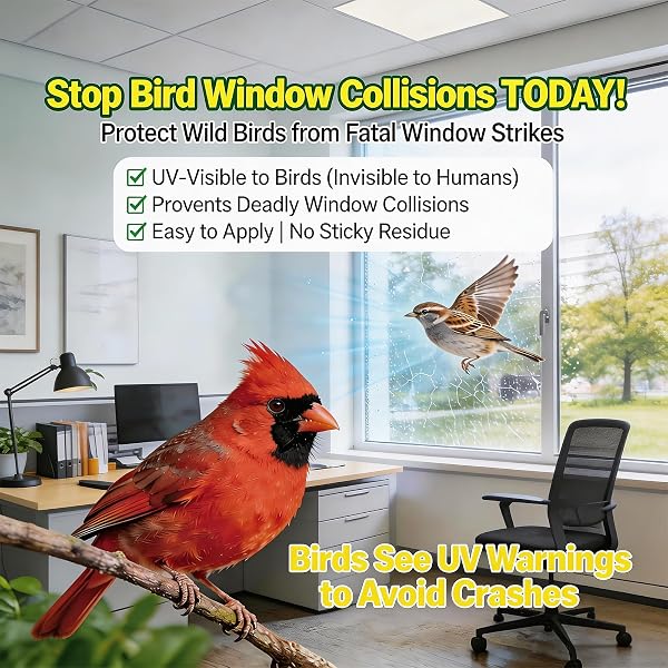 Zerobe's bird and leaf pattern window stickers provide a decorative and functional solution to prevent bird collisions.