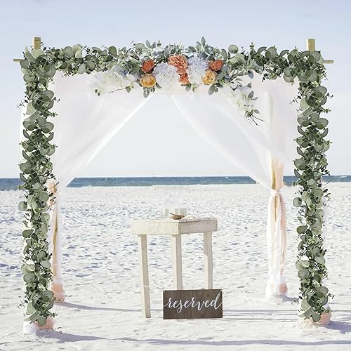 Miniatura 5 de Dolicer Paquete de 2 guirnaldas artificiales de eucalipto de 6 pies, guirnalda de vegetación sintética para colgar hojas de eucalipto de dólar de