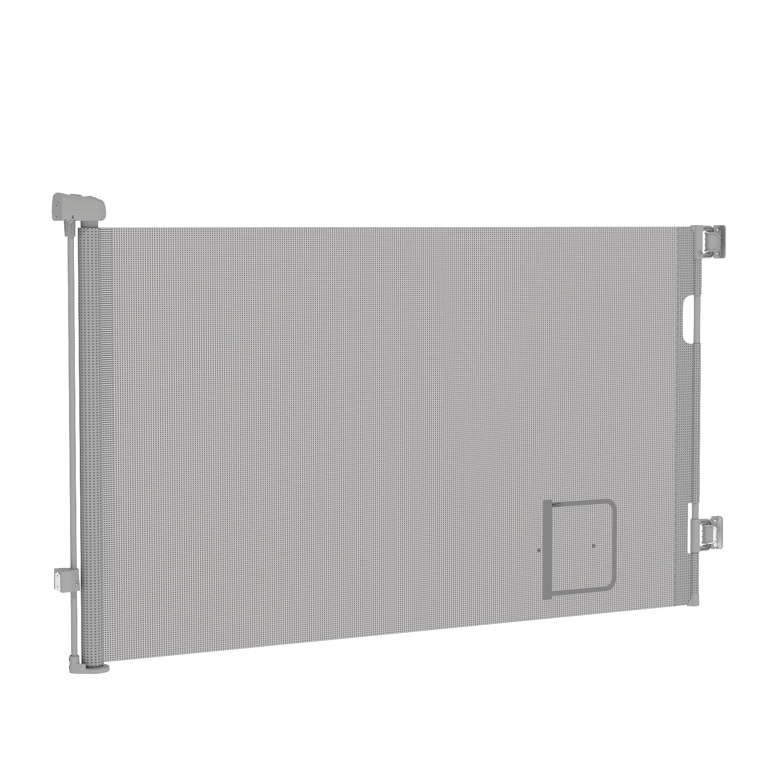 homewell 150cm Treppenschutzgitter Ausziehbare für Babys, Türschutzgitter mit Katzenklappe, Türschutz für Treppen/Türen/Innen & Außen, Einhändig Bedienbar