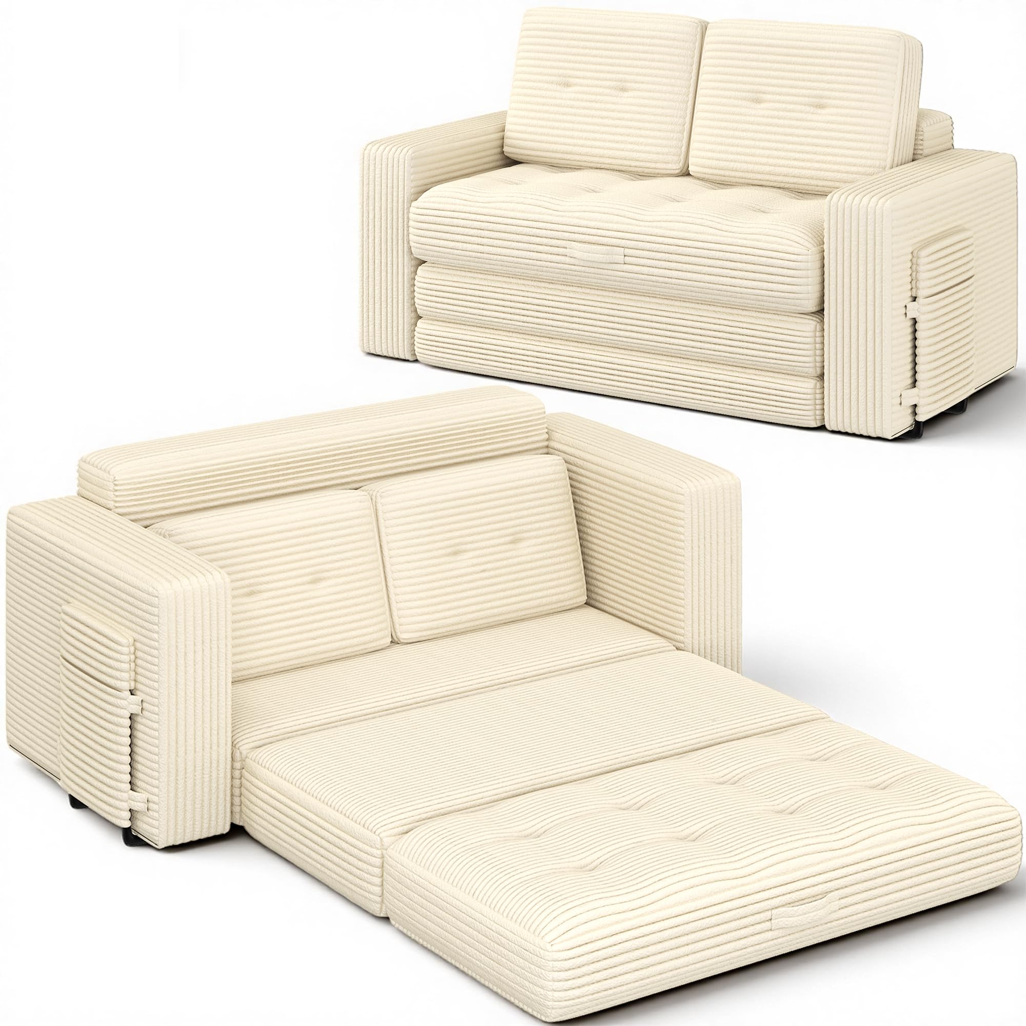 Boneless Loveseat 2 in 1 Convertible Sofa Bed - Pull Out Sofabed Pull Out Couch Folding Sofa Bed