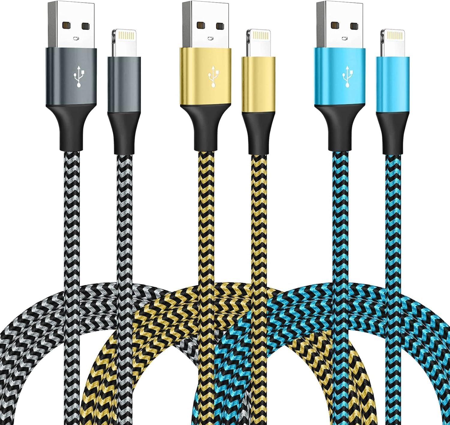 [Apple MFi Certified] iPhone Charger 3 Pack 6FT USB Lightning Cable