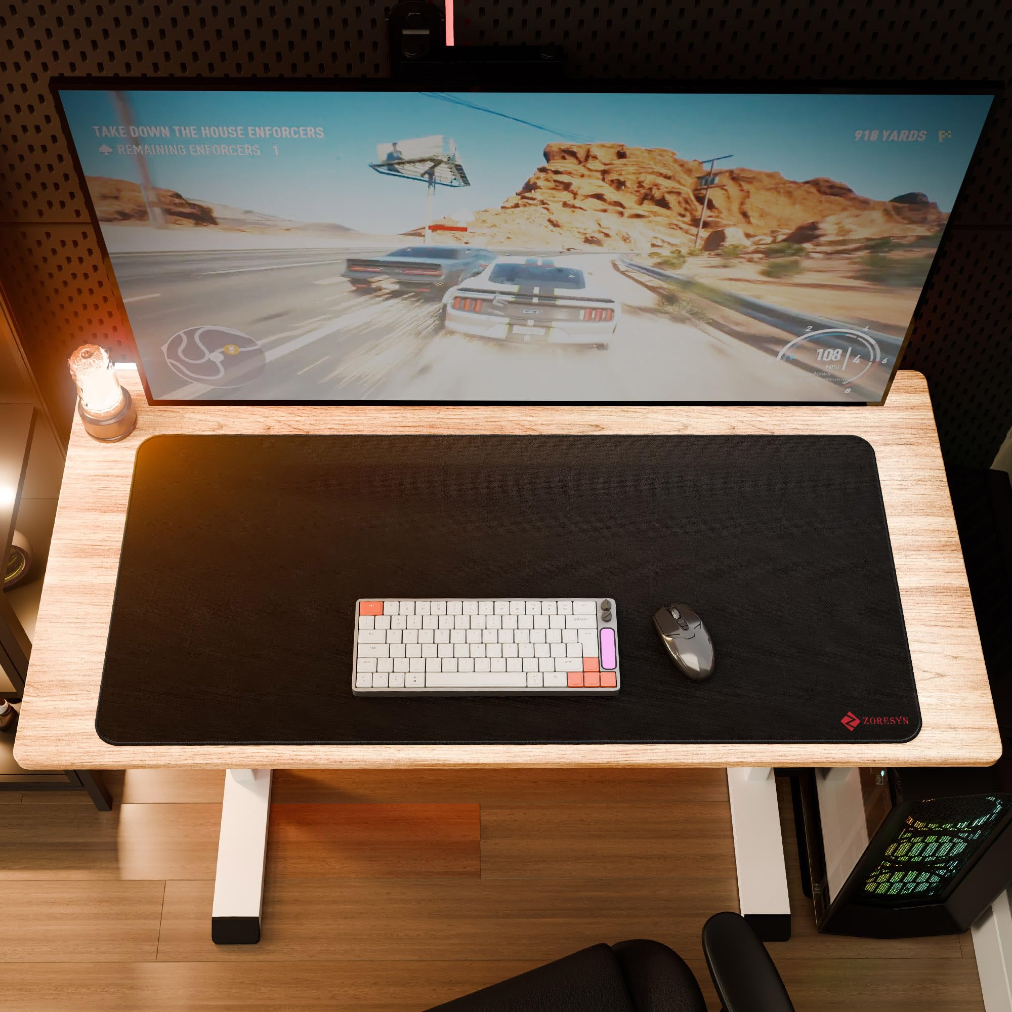 ZORESYN Alfombrilla de mouse grande de 43.3 x 19.7 pulgadas, alfombrilla de escritorio grande con superficie de tela y costuras duraderas, alfombrilla para teclado de computadora, protector de