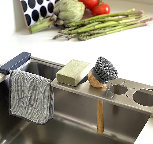 Miniatura 5 de Sanni Shoo Drip.it - Organizador para fregadero de acero inoxidable, multifuncional y ahorra espacio, soporte para botellas, compatible con